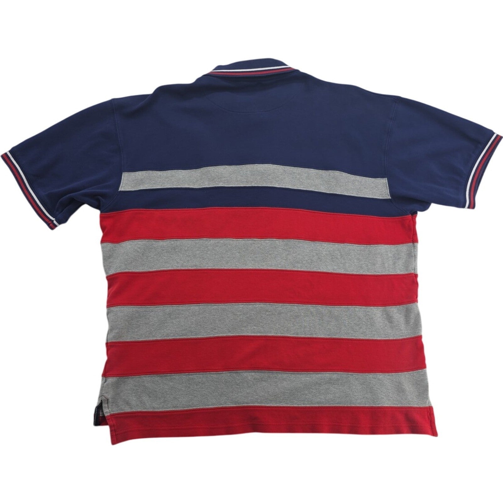 West Marine Crew Polo Shirt Navy Red Gray Striped 100% Cotton Short Sleeve XL