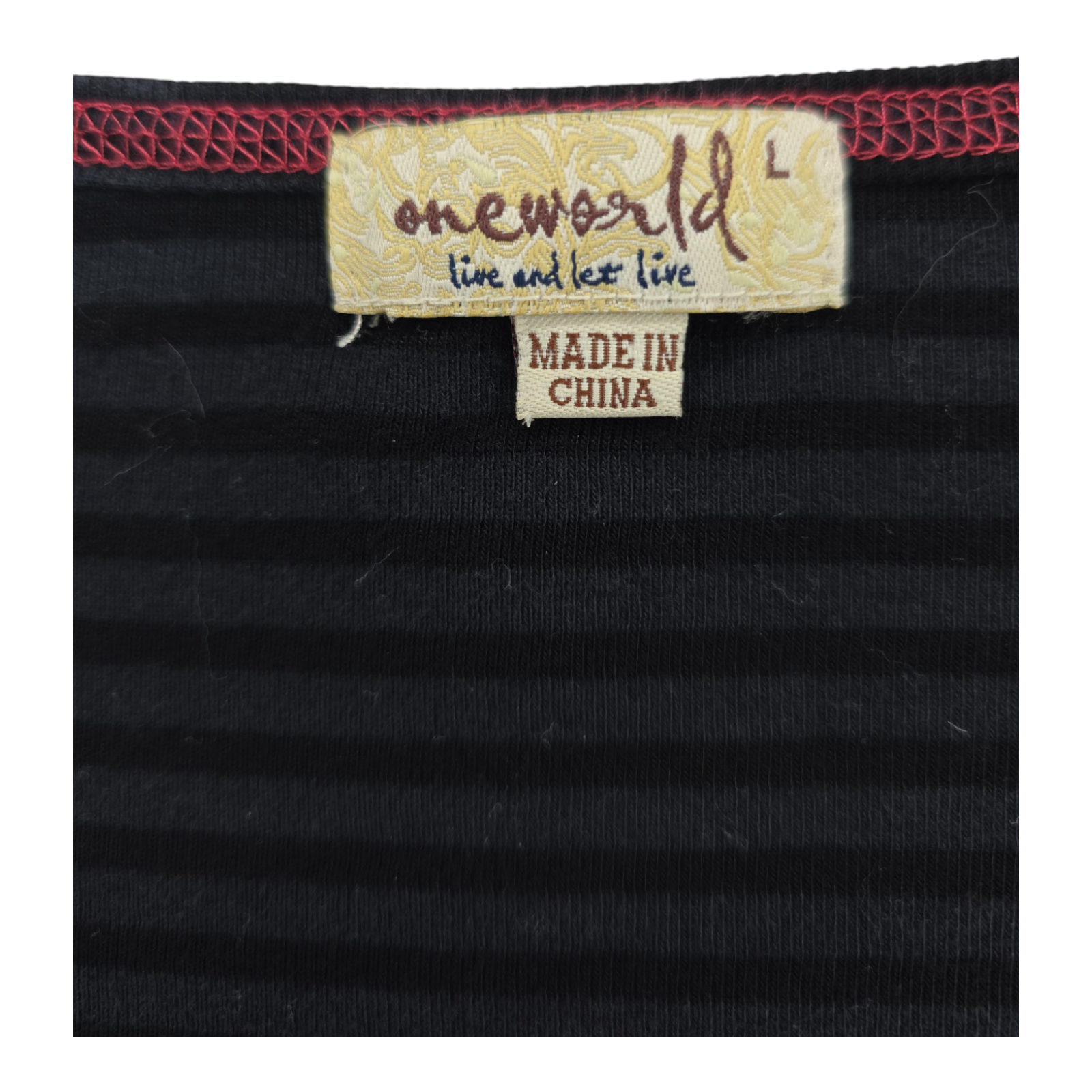One World Live and Let Live Black Breast Cancer Ribbon Long Sleeves Shirt L
