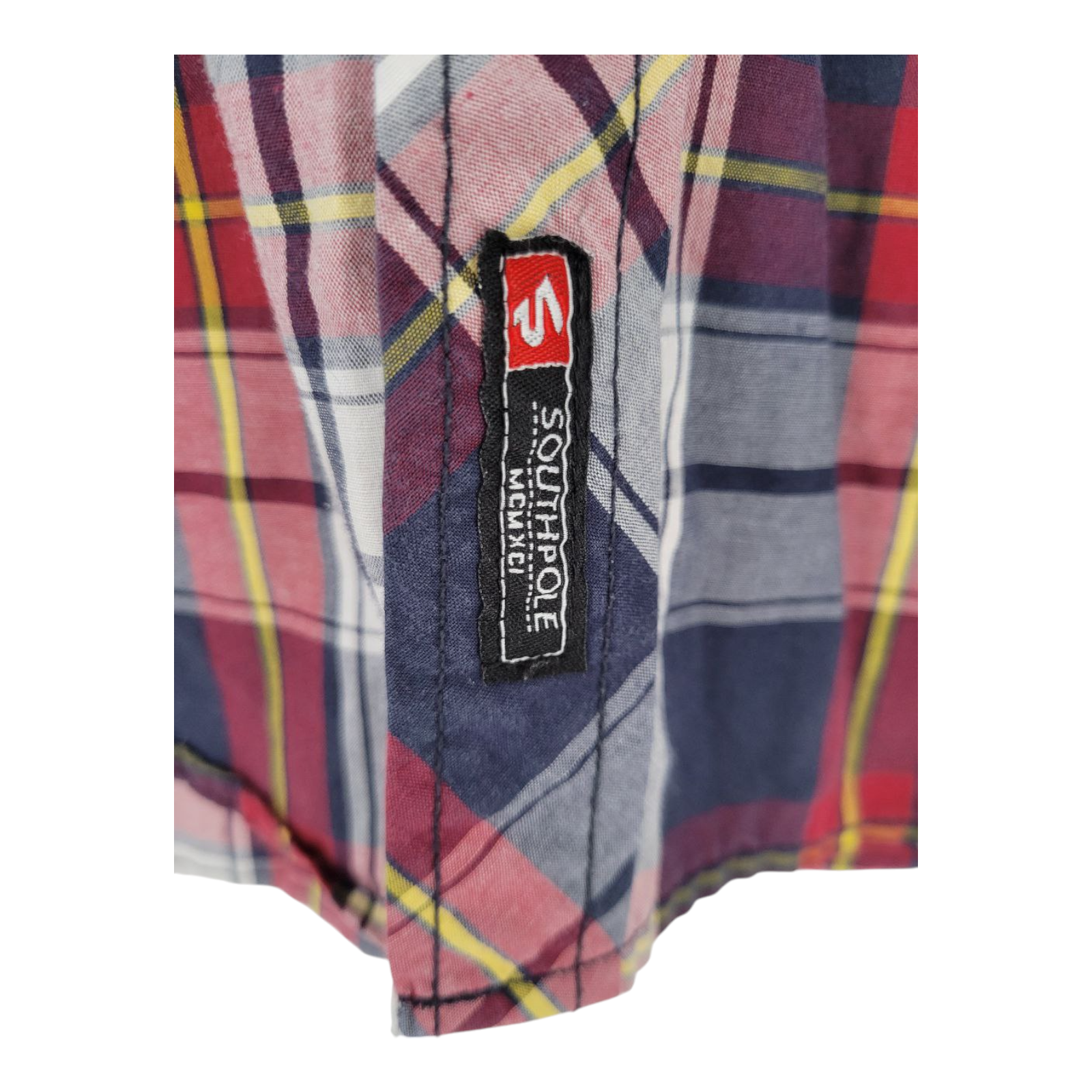Southpole Mens Long Sleeve Plaid Shirt Red Blue Plaid Button Up Size XL