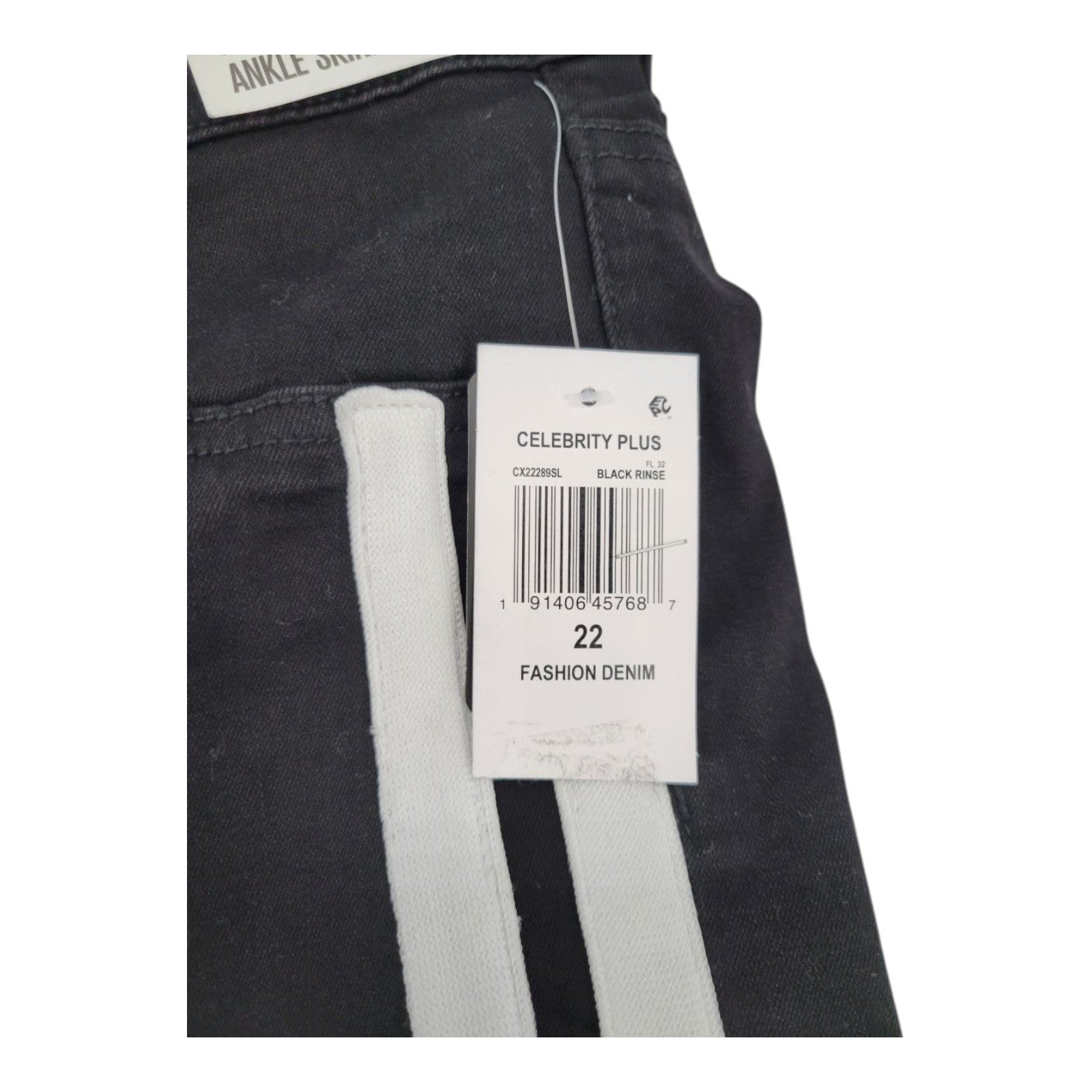 Celebrity Pink Plus High-Rise Skinny Jeans 22 Black White Stripes Ankle
