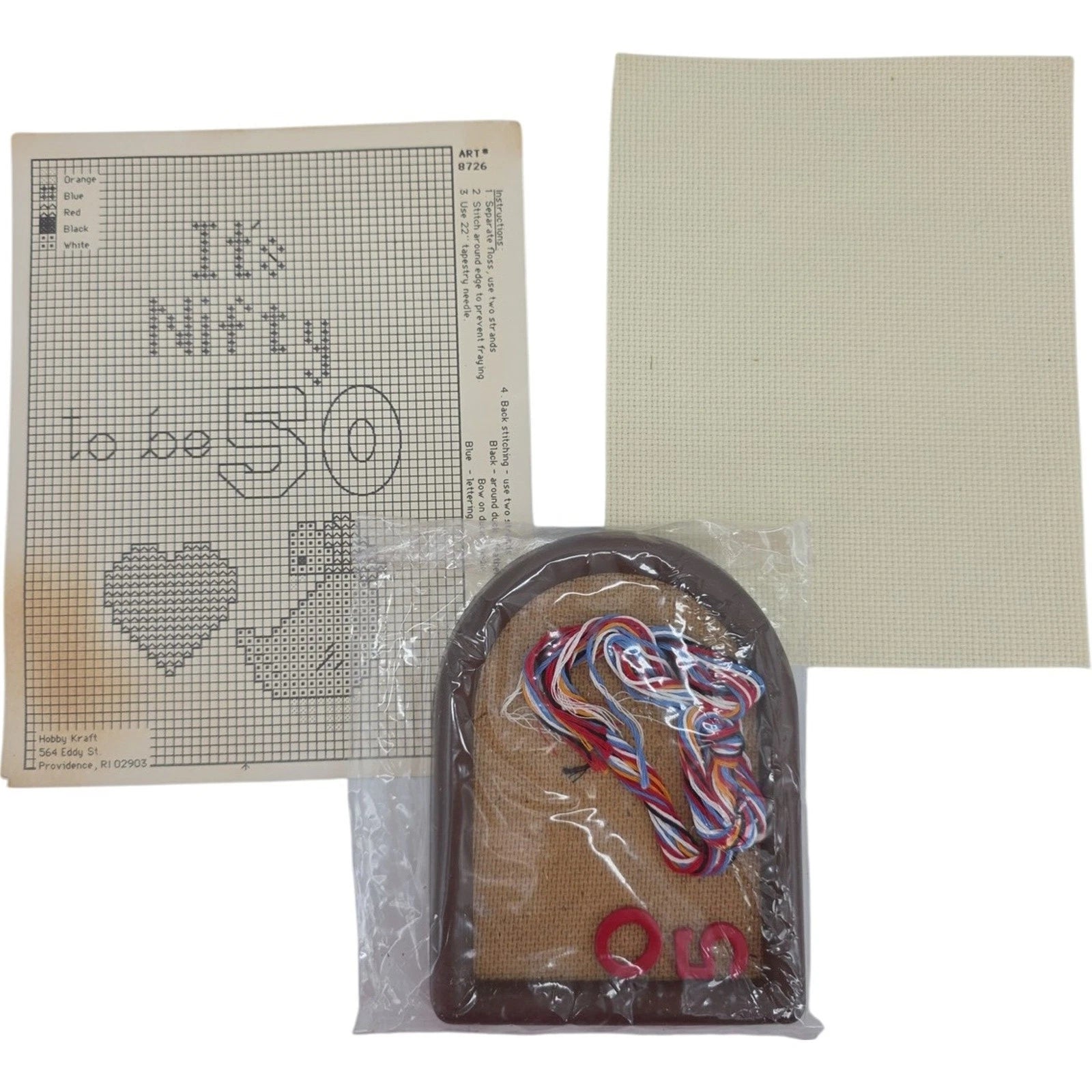 Hobby Kraft Counted Cross Stitch Kit It’s Nifty to Be 50 Frame 1987 Vintage