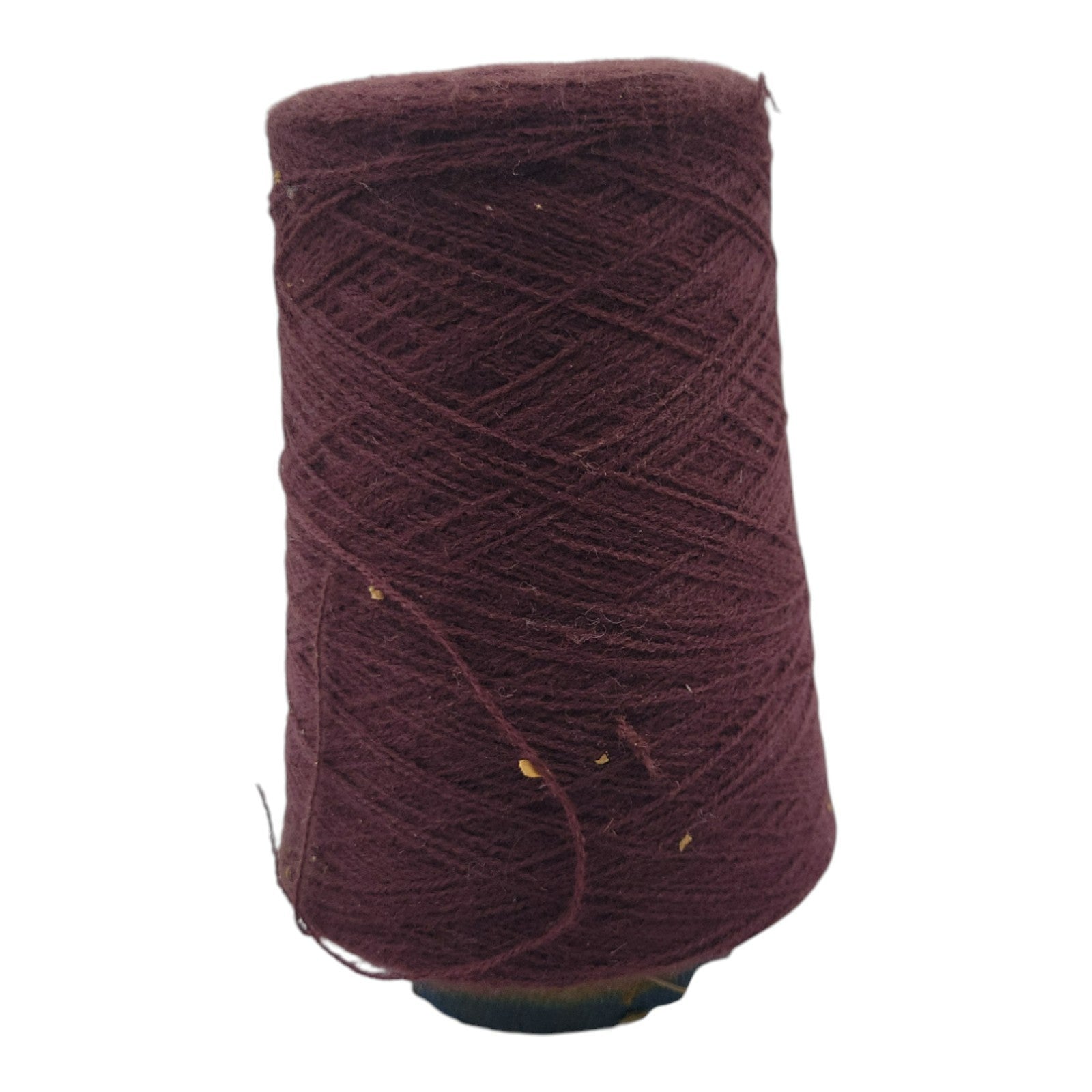 Vintage Burgundy Cone Yarn Wool Blend Knitting and Weaving Thread 50% Left