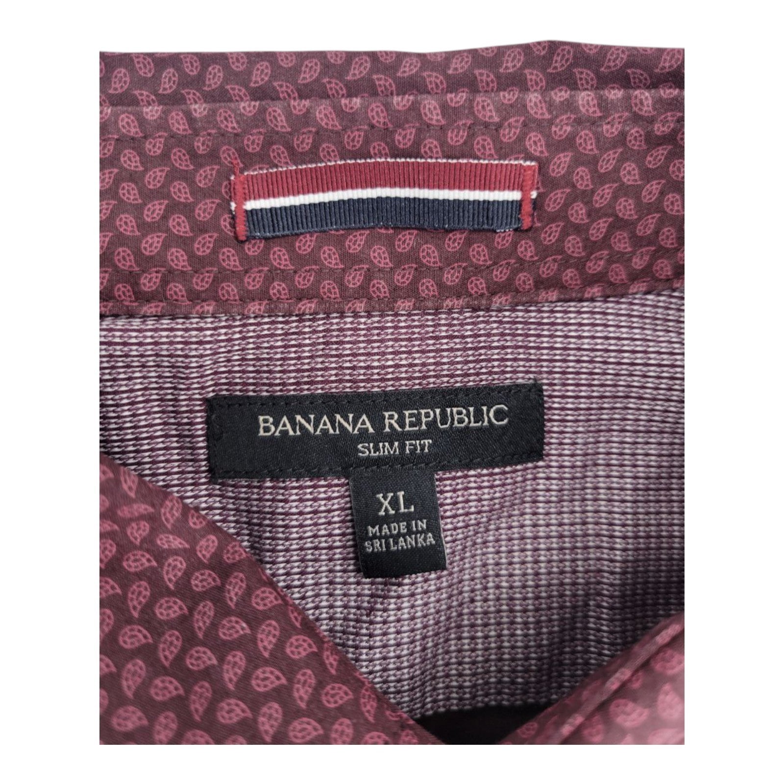 Banana Republic Men's Maroon Print Button Shirt Long Sleeve Slim Fit XL
