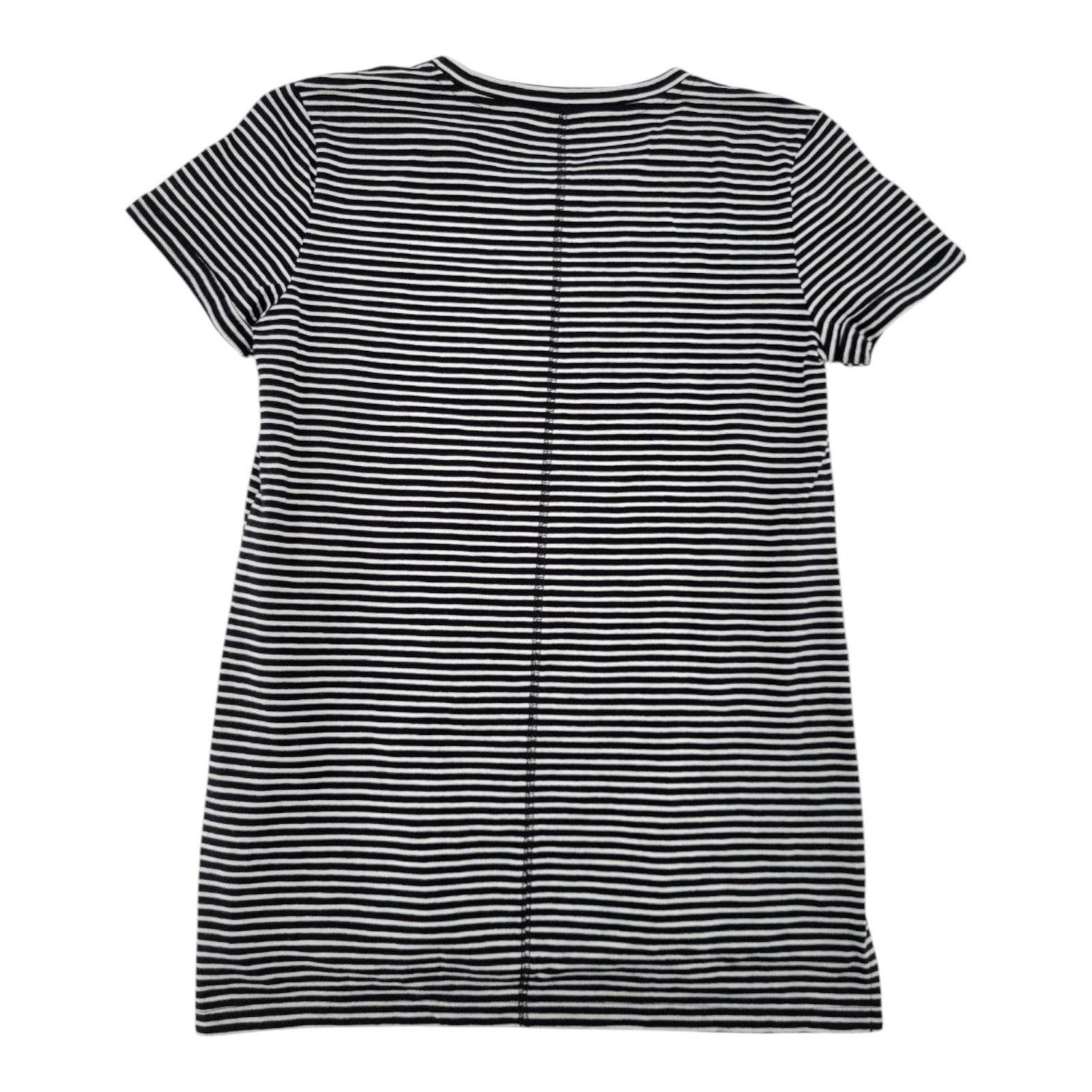 Maison Jules Women's Striped Tee XS Deep Black White Short Sleeve Top