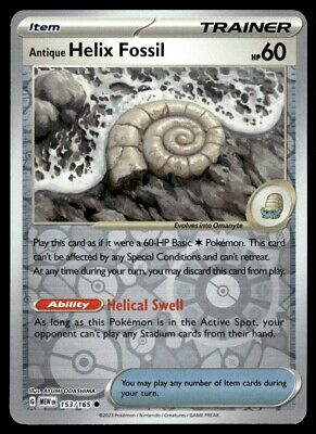 Pokemon 2023 Scarlet & Violet 151 Antique Helix Fossil Reverse Holo Near Mint