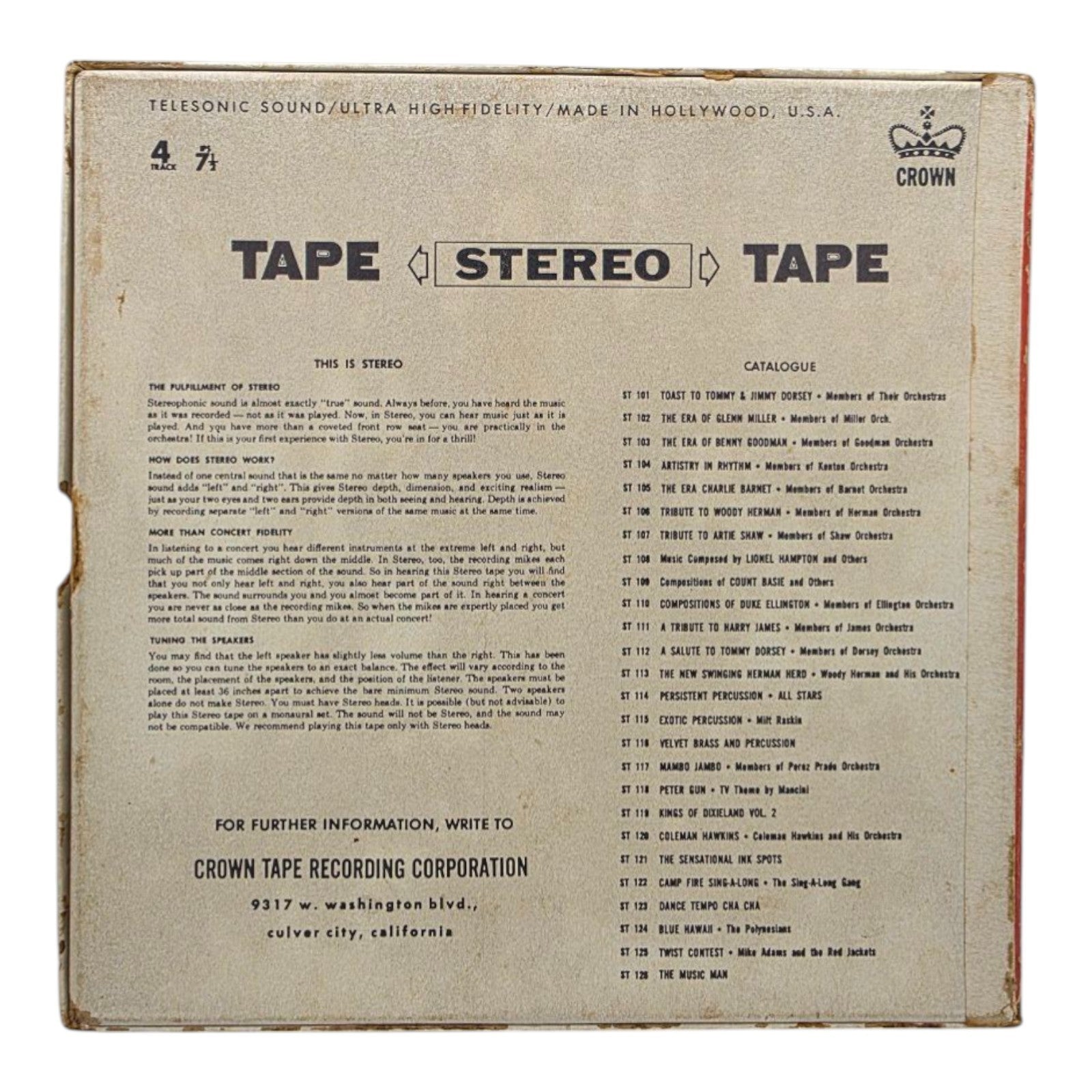 Artistry in Rhythm Reel to Reel Tape ST 104 7 1/2 IPS Stan Kenton Orchestra