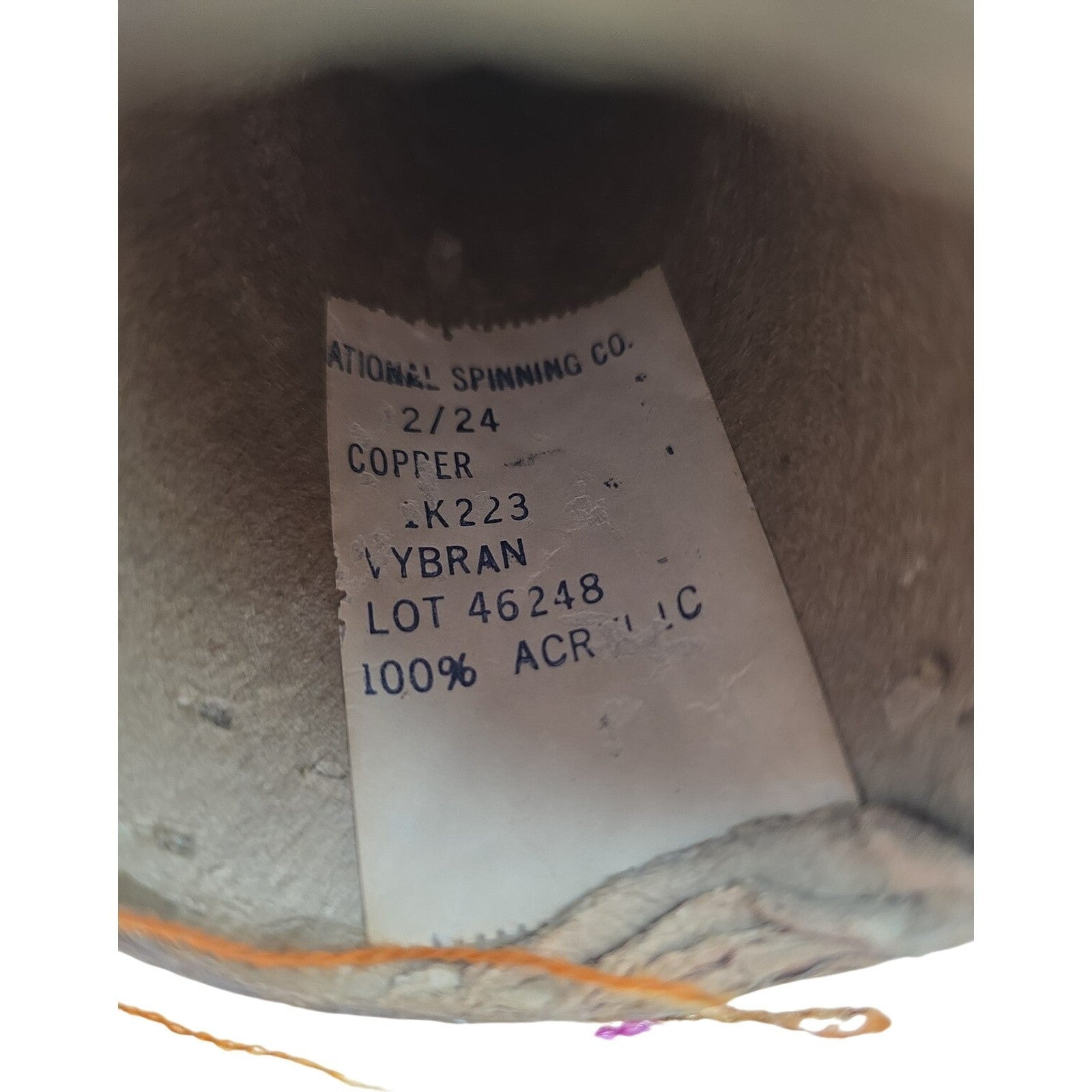 Vintage 1980s National Spinning Co 2/24 Acrylic Cone Yarn Copper 1K223