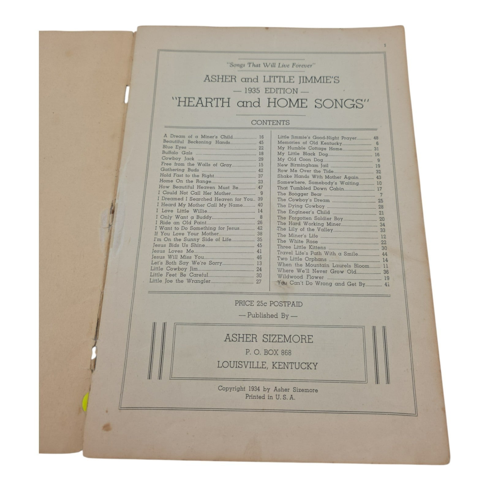 Hearth and Home Songs Asher Sizemore & Little Jimmie 1935