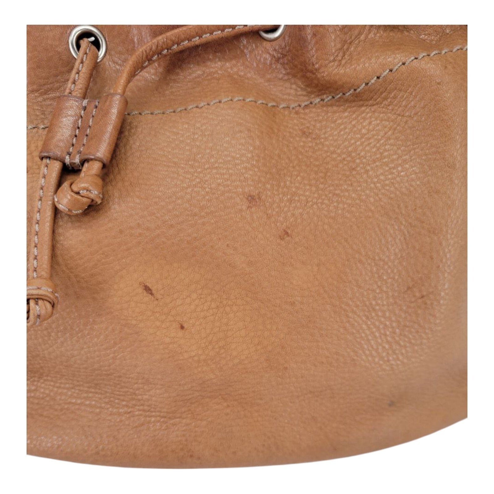 Fossil 75082 Womens Brown Leather Adjustable Strap Drawstring Shoulder Handbag