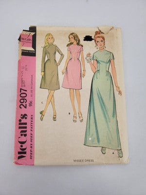1970s McCall's Sewing Pattern 3231 Misses' Gathered Back Zipper Dress Size 10