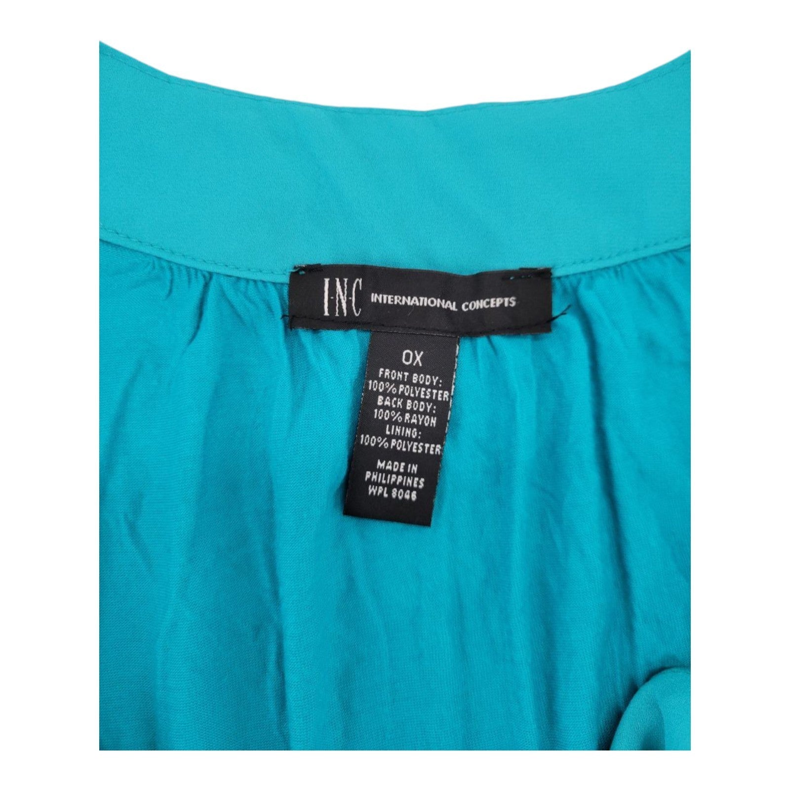 INC International Concepts Women's Teal Glow Bubble Hem Sleeveless Blouse NWT 0X