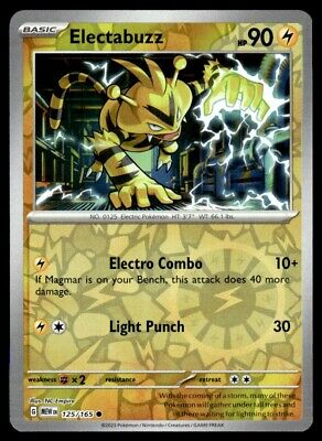 Pokemon 2023 Scarlet & Violet 151 Electabuzz Reverse Holo Common #125 Near Mint