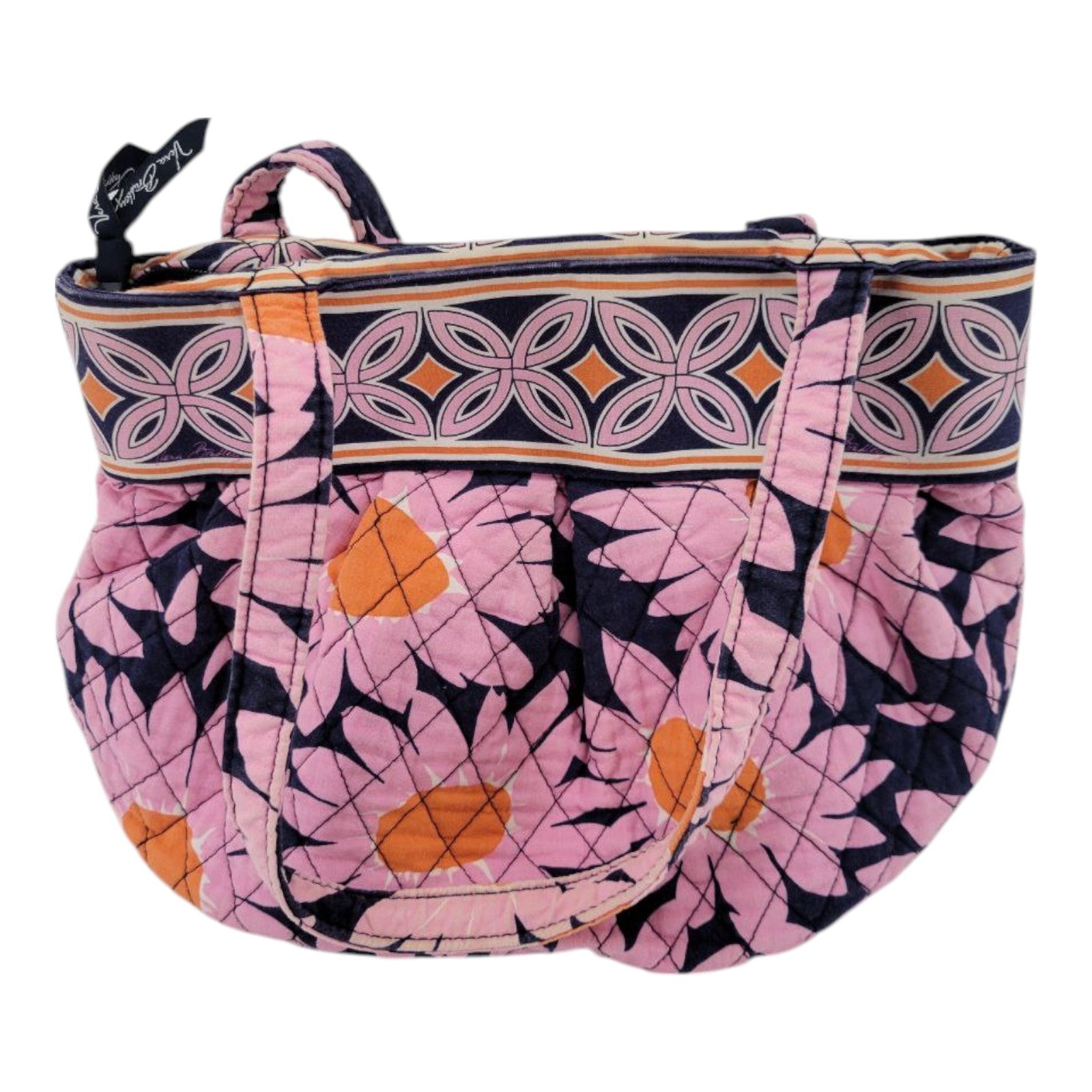 Vera Bradley Daisy Floral Pink Quilted Cotton Shoulder Shoulder Tote Bag Purse