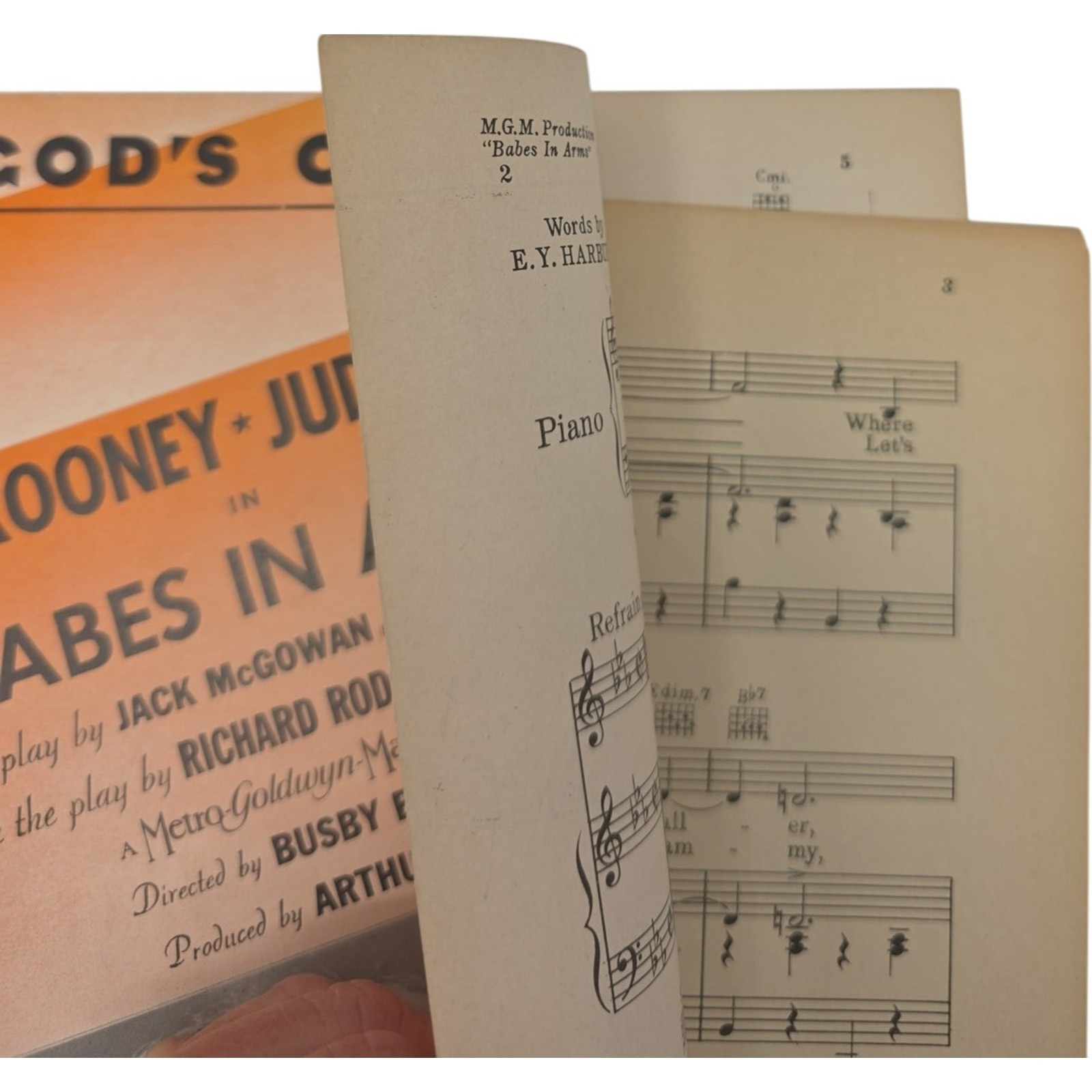1938 Judy Garland Sheet Music Babes in Arms Mickey Rooney Chappell & Co.