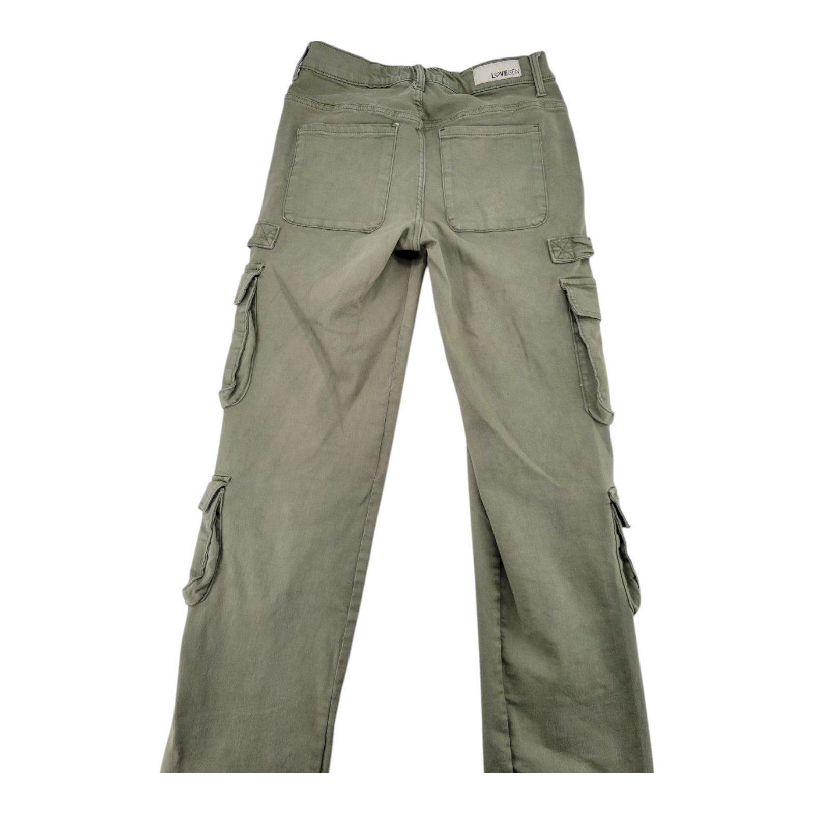 LoveGen Women's Utility Cargo Pants Size 7/29 Multi-Pocket Drawstring Hem