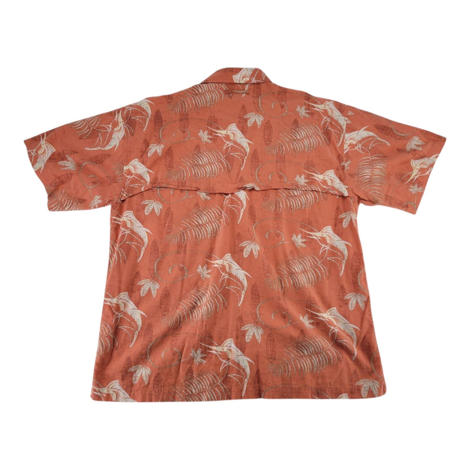 Reel Legends Mens Orange Tropical Fishing Shirt Button Up Short Sleeve XXL