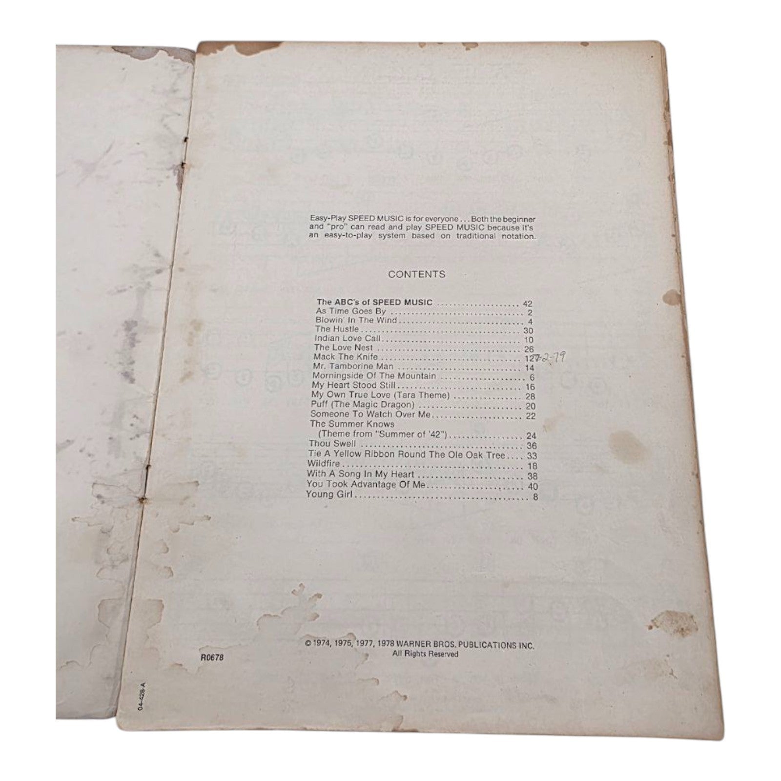 Easy Play Speed Music Supersongs for Everyone Sheet Music 1974-1978