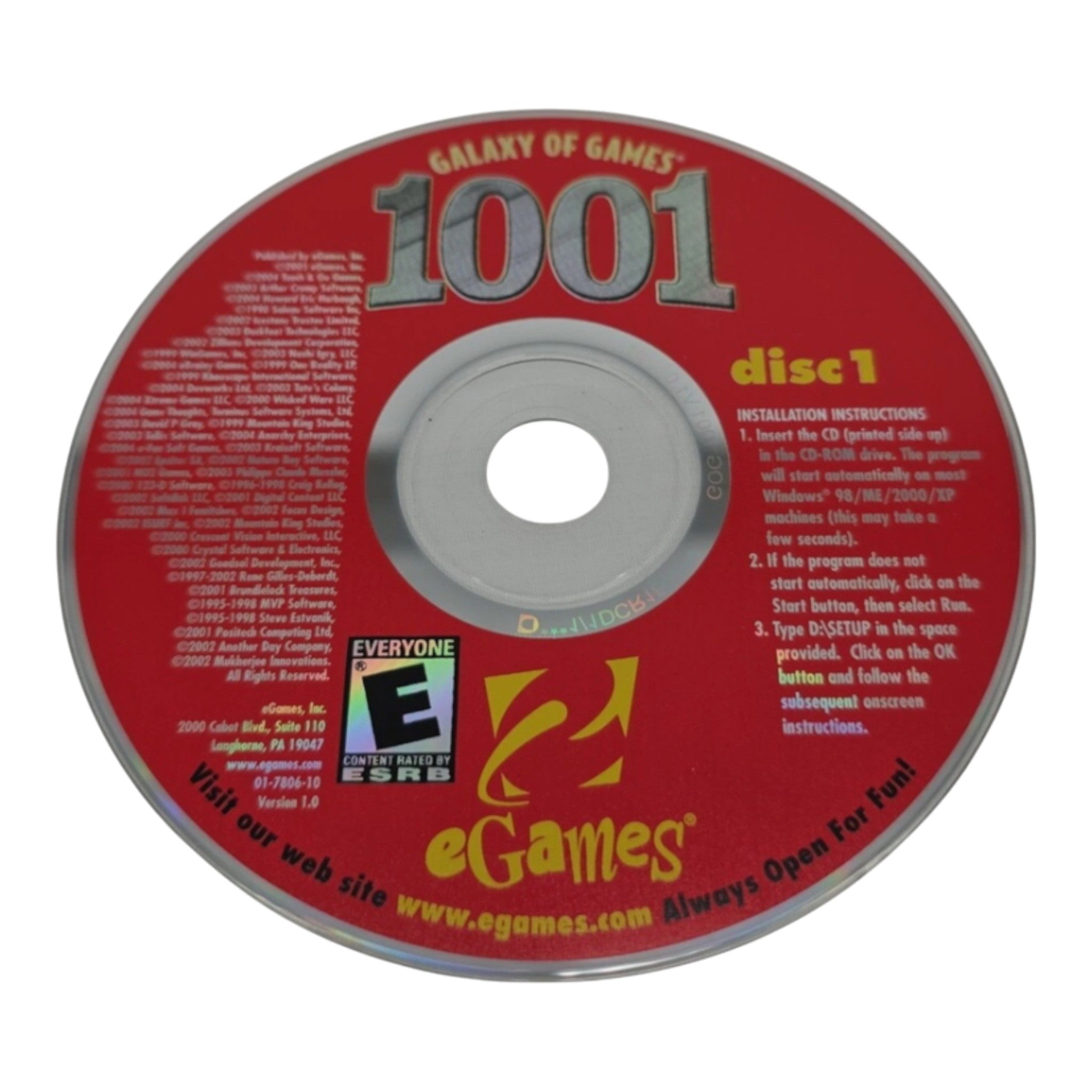 Galaxy of Games 1001 PC CD-ROM 2 Disc Set eGames Compilation Collection