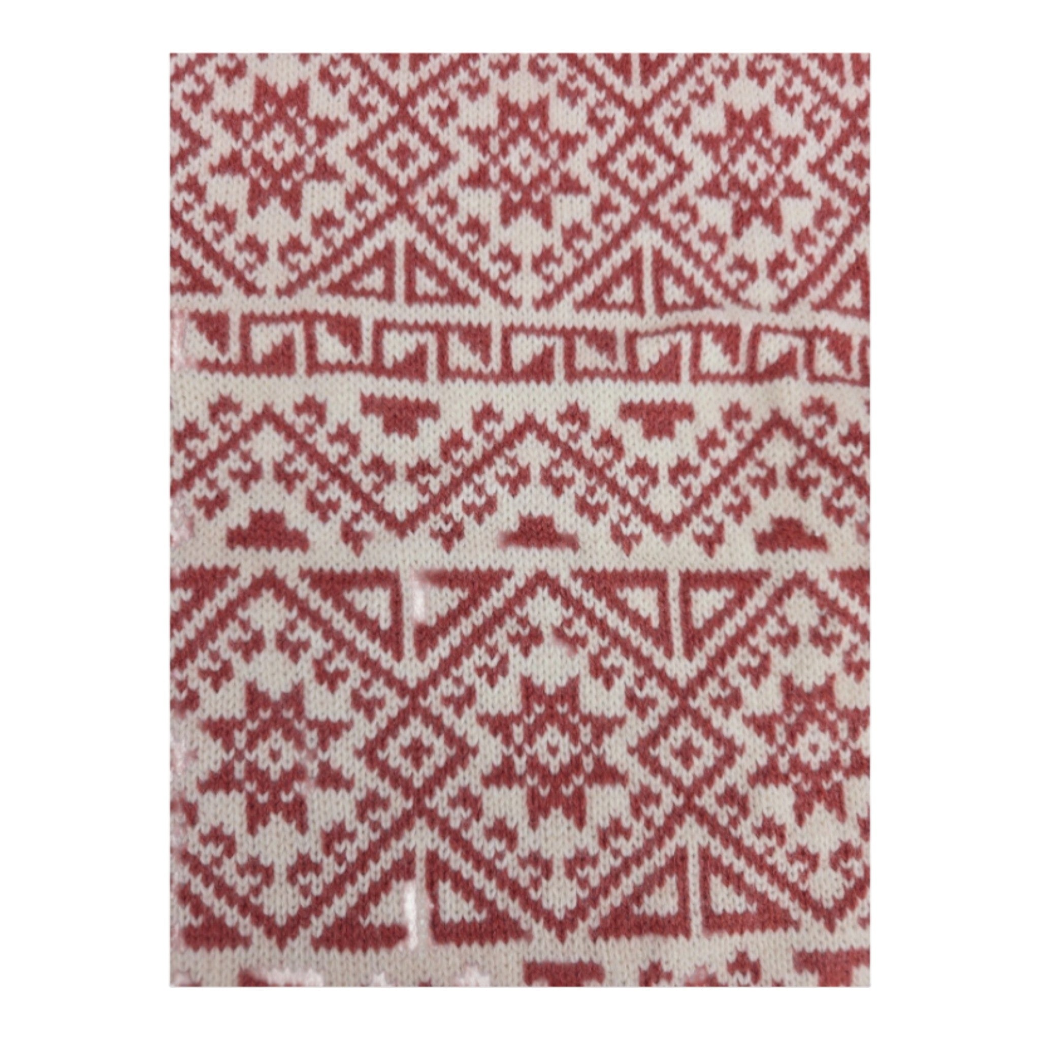 57 in x 23.5 in Hand Knit Red White Nordic Unfinished crochet knitting project