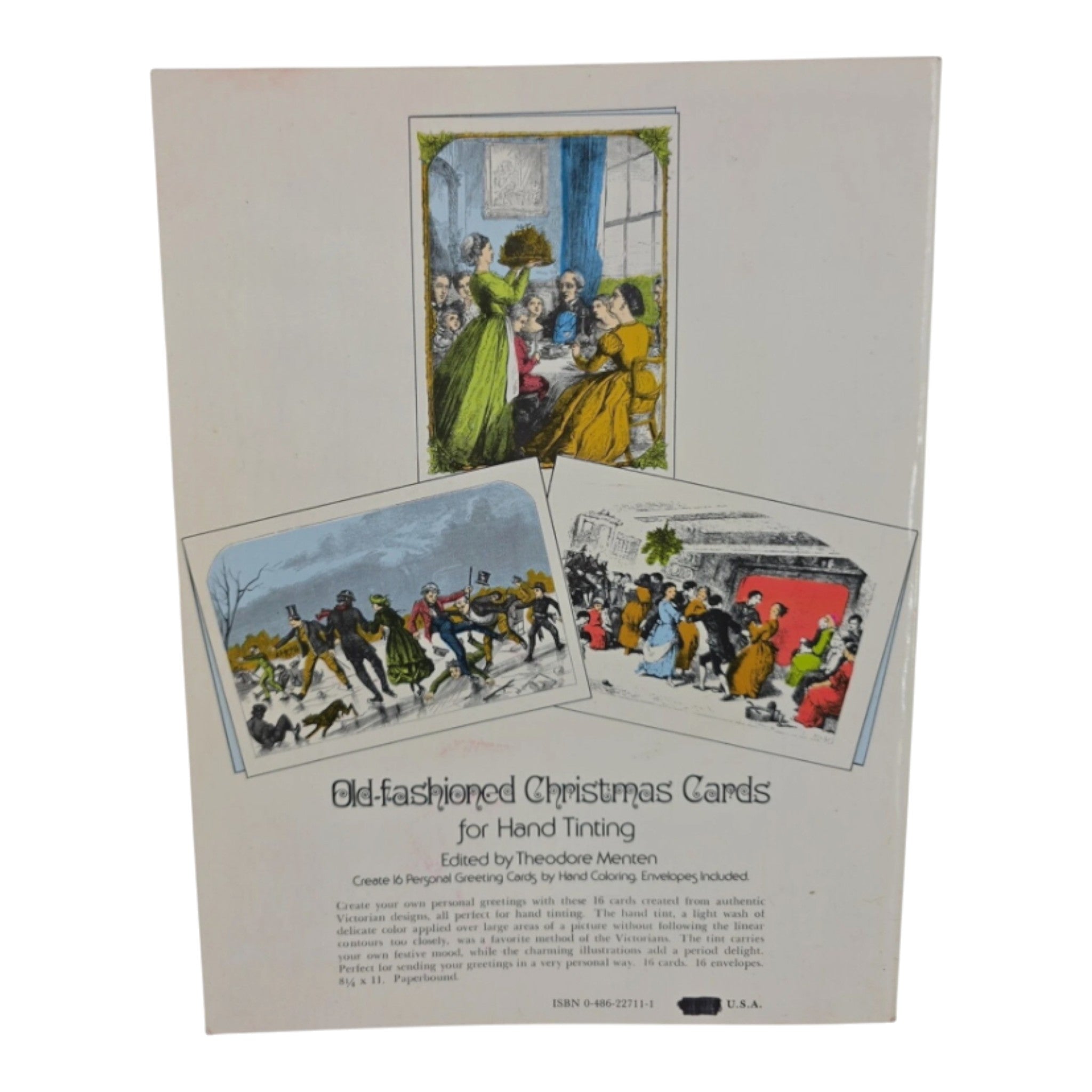 Vintage Dover Coloring Book Old-Fashioned Christmas Cards for Hand Tinting