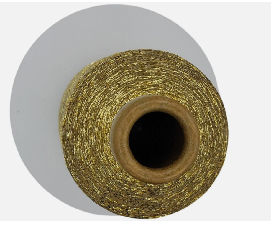 Vintage Gold Metallic Yarn Cone Shiny Weaving Knitting Embroidery Thread