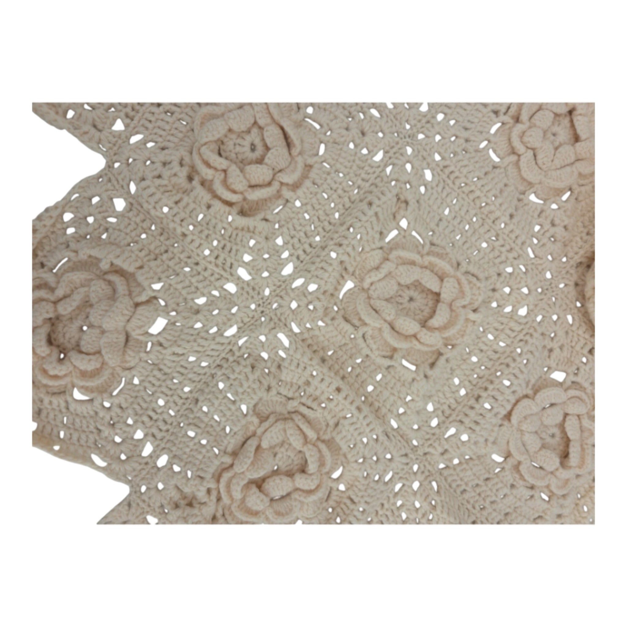 Vintage Handmade Crochet Rose Granny Square Afghan Unfinished Project 31 x 31 in