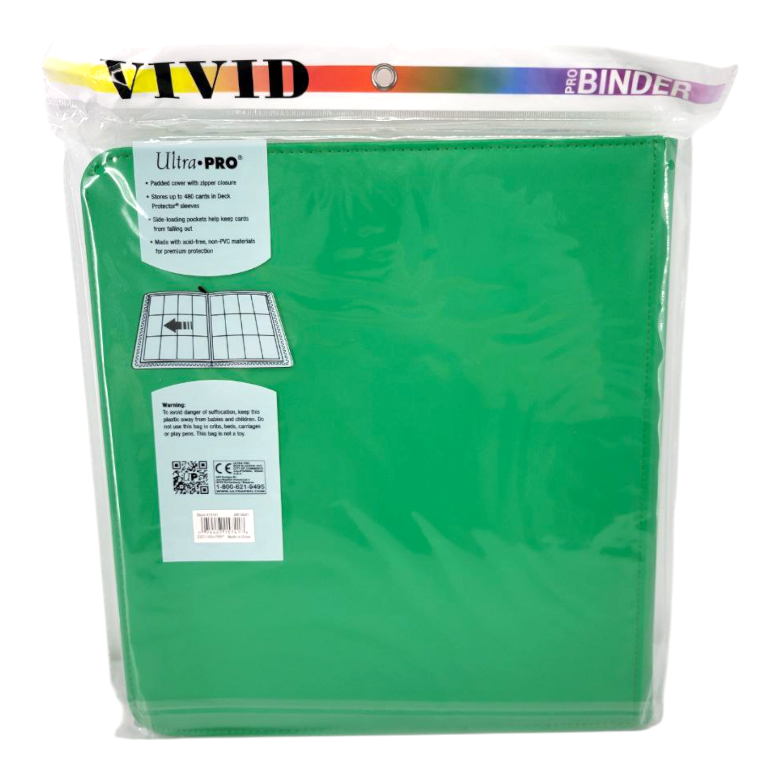 Ultra Pro Vivid 12 Pocket Zippered Pro Binder Green 480 Card Storage