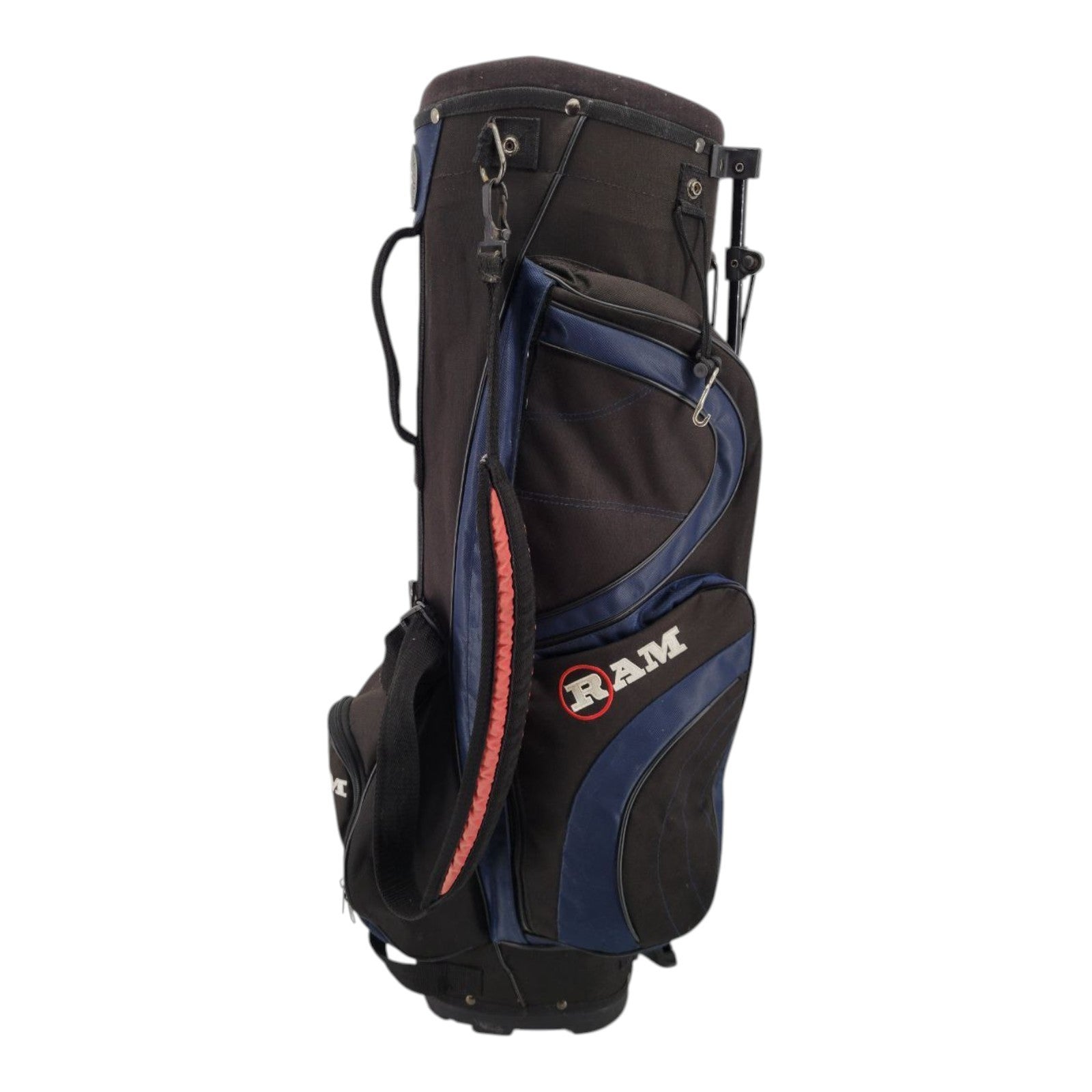 RAM Golf Stand Bag Black Blue 5-Way Divider Dual Strap Lightweight Carry