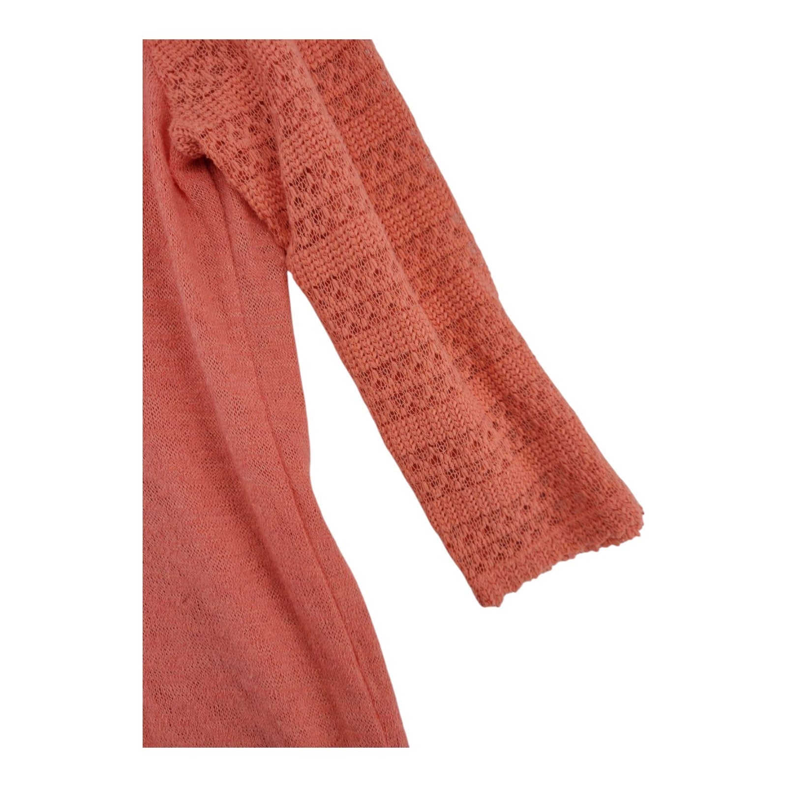 Arizona Jean Co. Sweater Top Coral Loose Knit 3/4 Sleeve Semi Sheer Size M