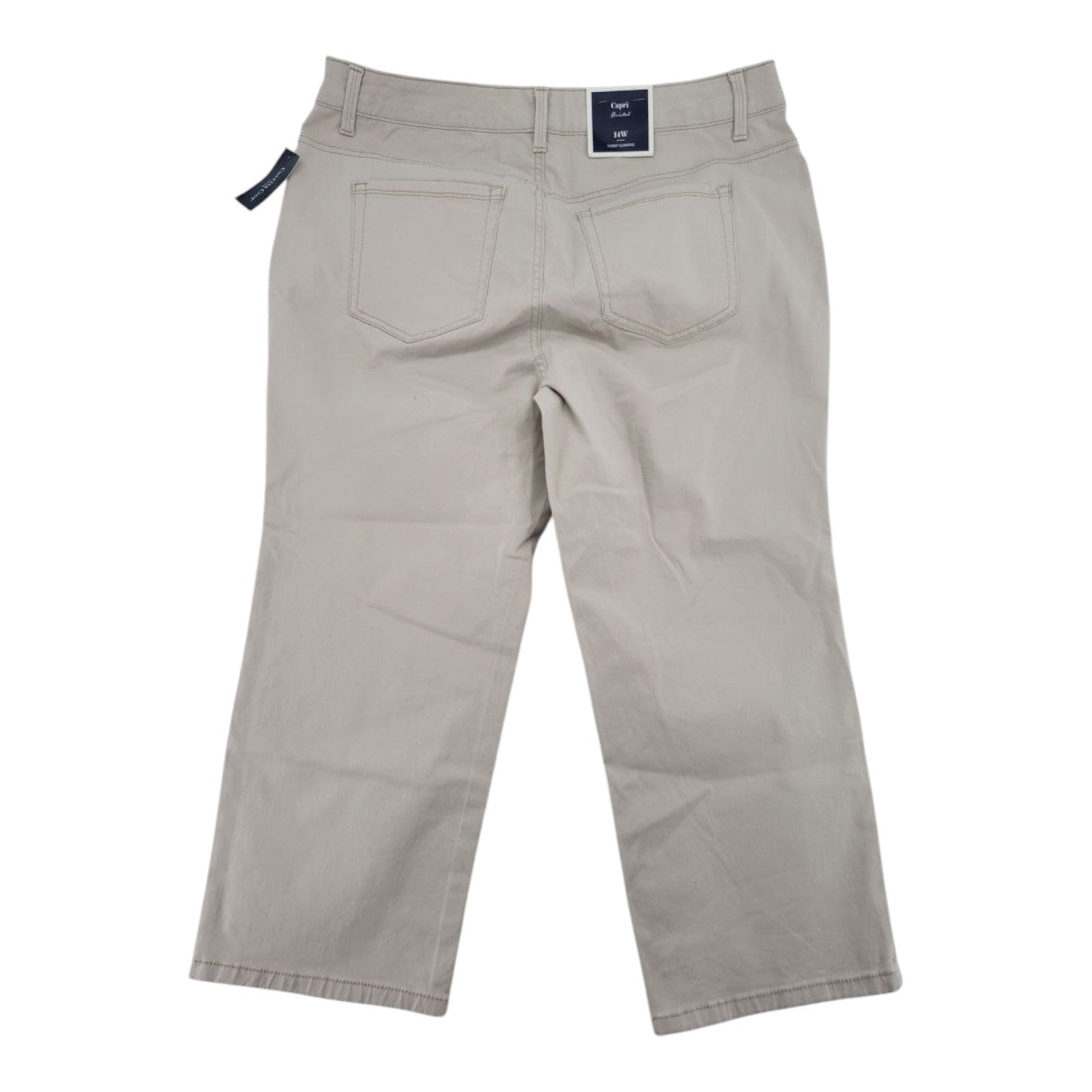Charter Club Plus Capri Pants 14W Creme Stone Tummy Slimming Stretch