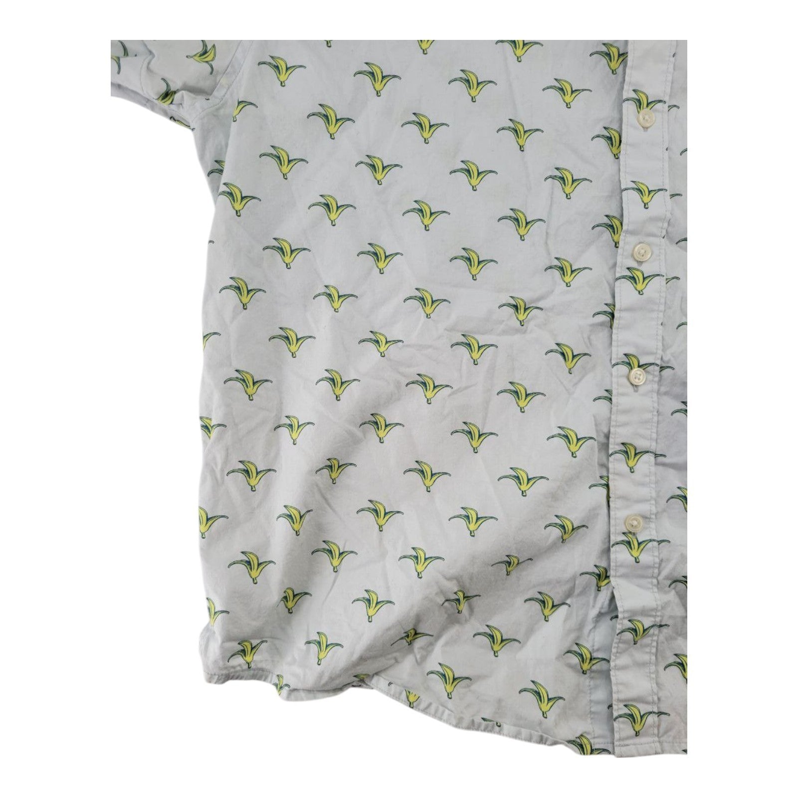Arizona Jean Co Mens White Banana Print Button Up Short Sleeve Shirt XXL