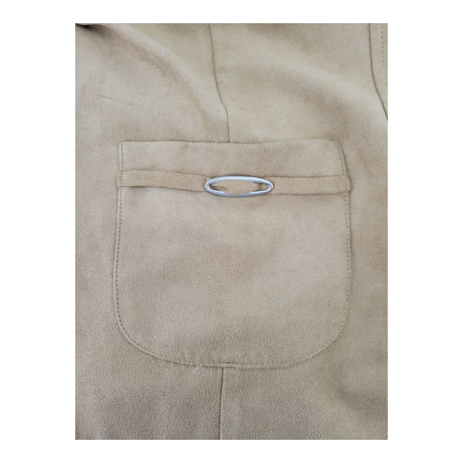 Perceptions New York Womens Camel Brown Faux Suede Open Front Blazer Size 14