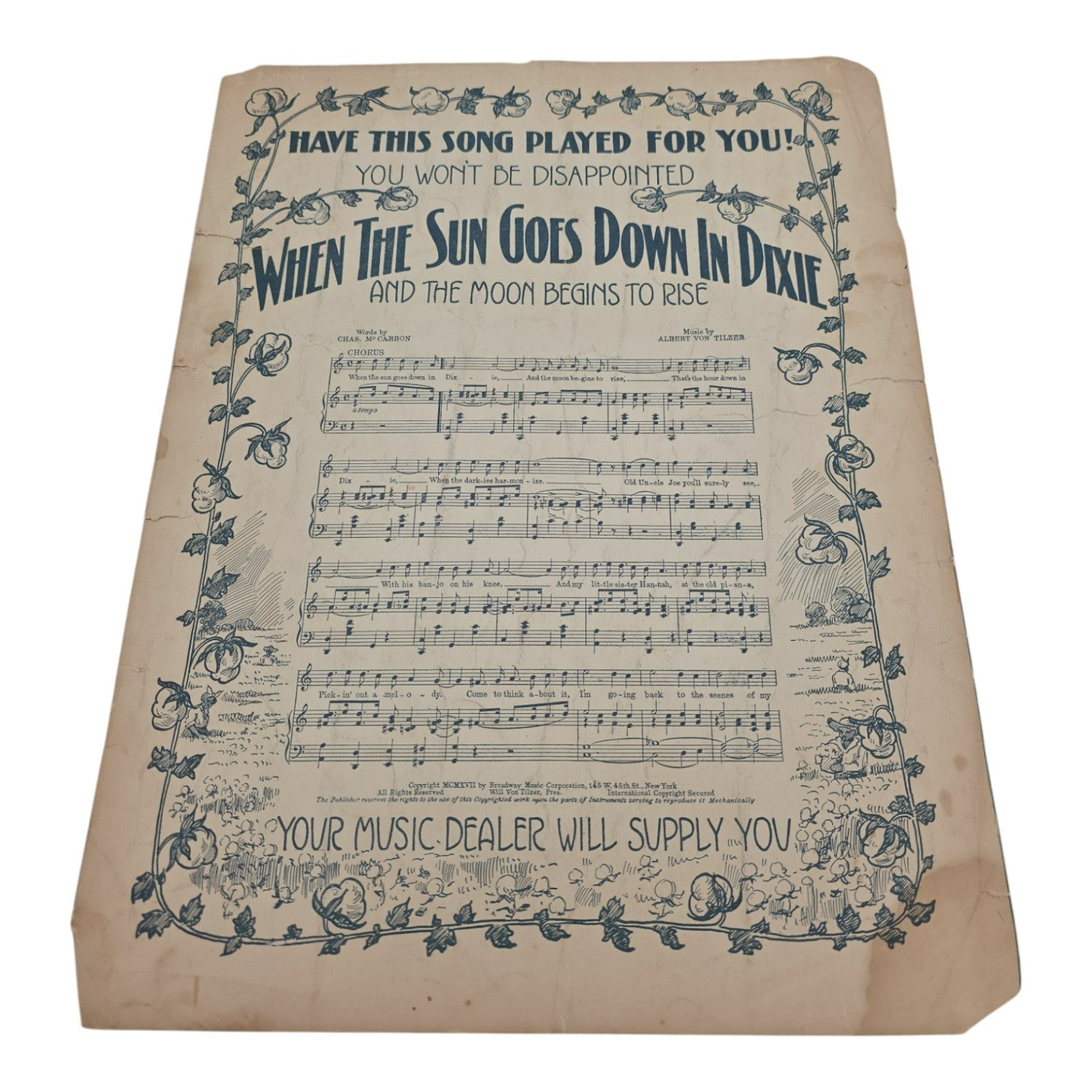 I May Be Gone For A Long Long Time Sheet Music Albert Von Tilzer