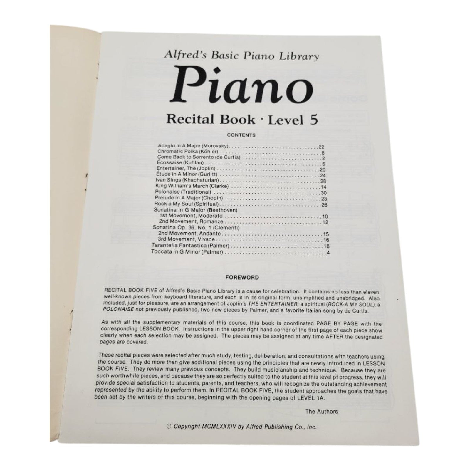 Alfreds Basic Piano Library Piano Recital Book Level 5 by Palmer Manus Lethco