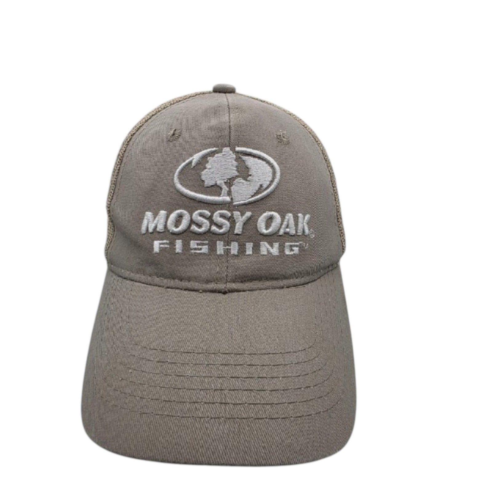 Mossy Oak Fishing Khaki Trucker Hat Mesh Back Snapback Cap One Size