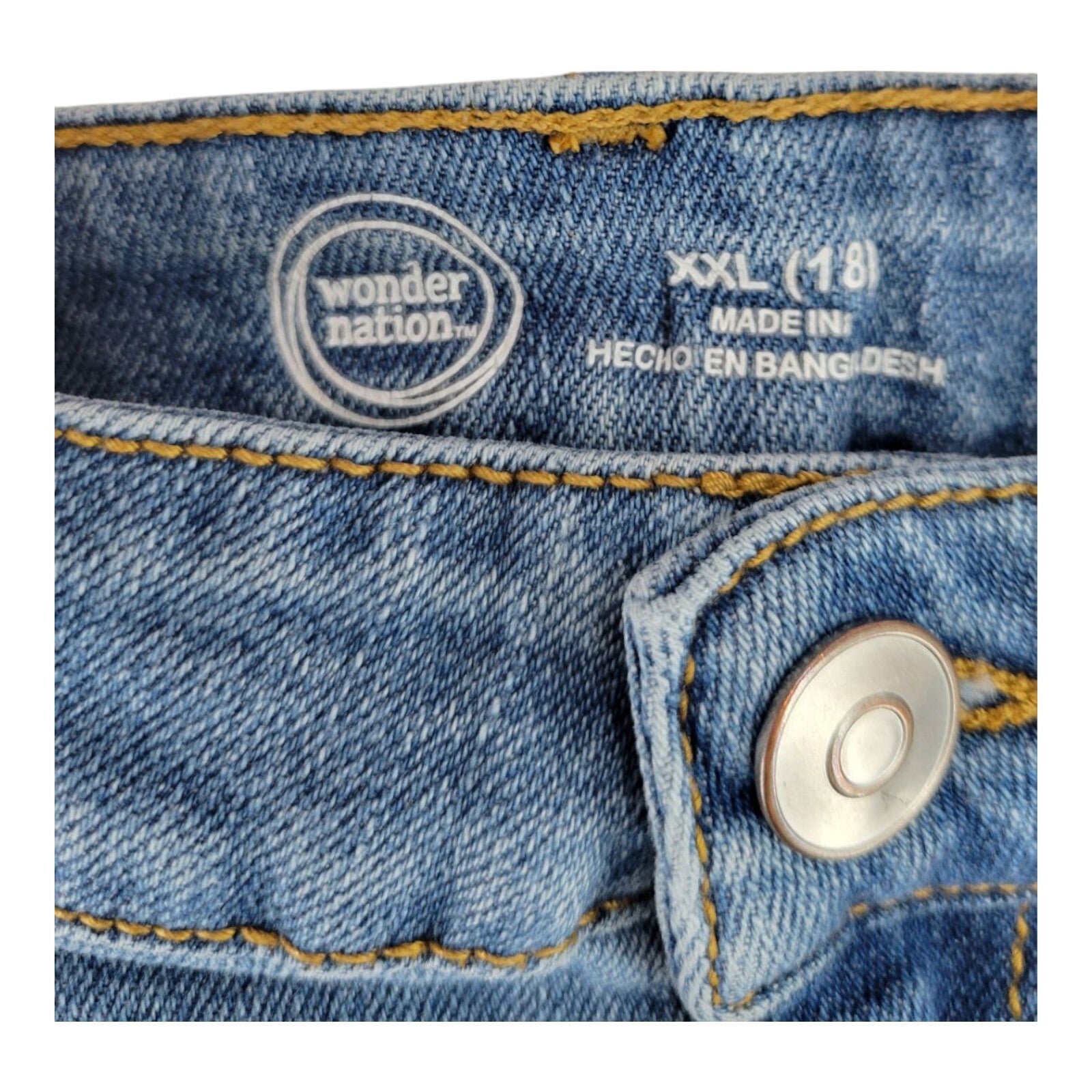 Wonder Nation Distressed Denim Skirt Girls Raw Hem Adjustable Waist Size XXL 18