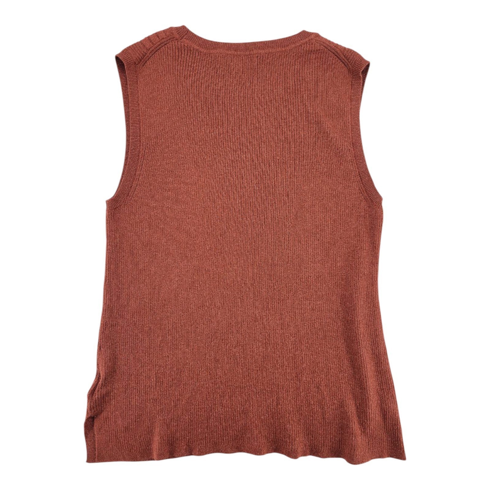 Banana Republic Womens Sleeveless Ribbed Sweater Top Rust Red Size S