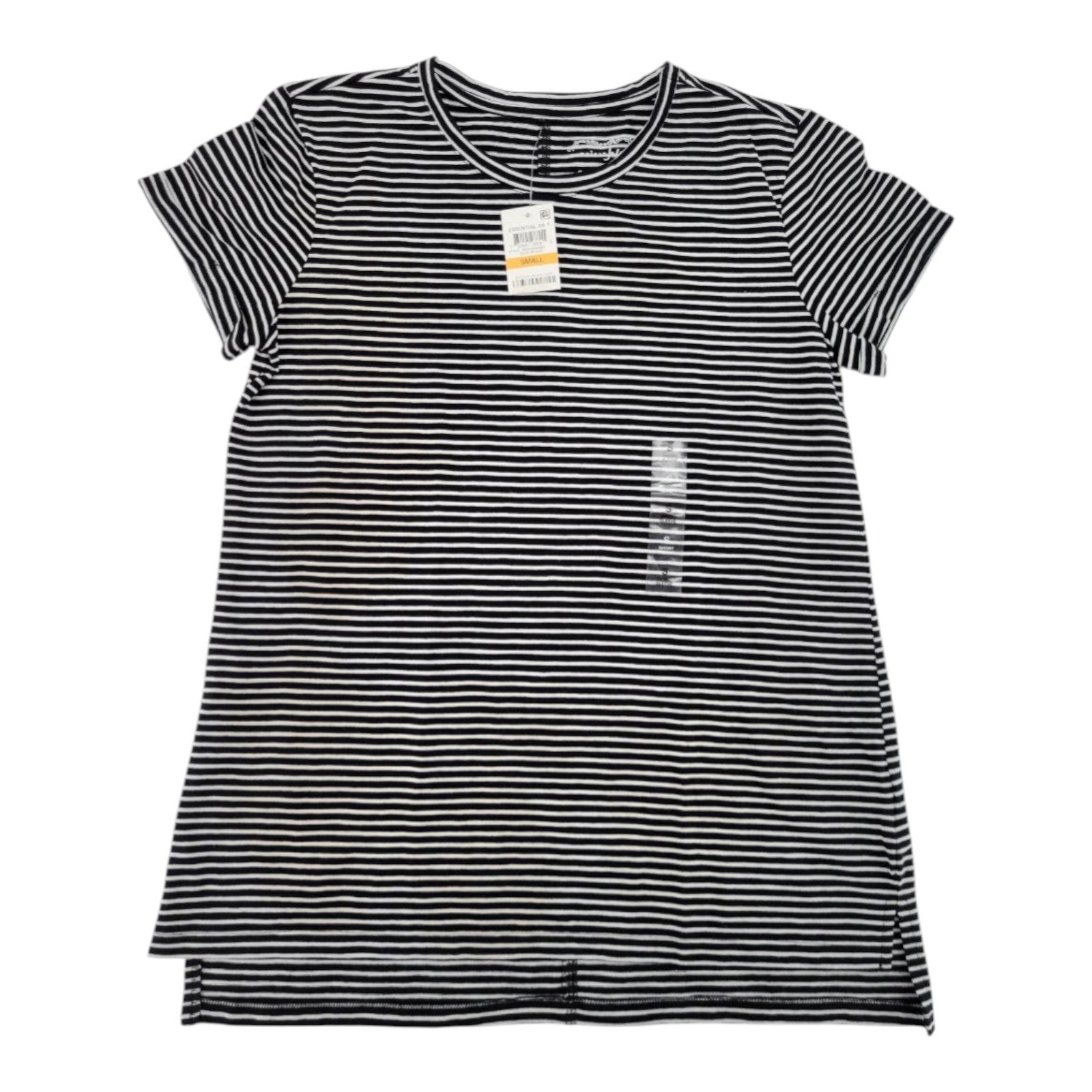 Maison Jules Women's Striped Tee XS Black White Short Sleeve Top