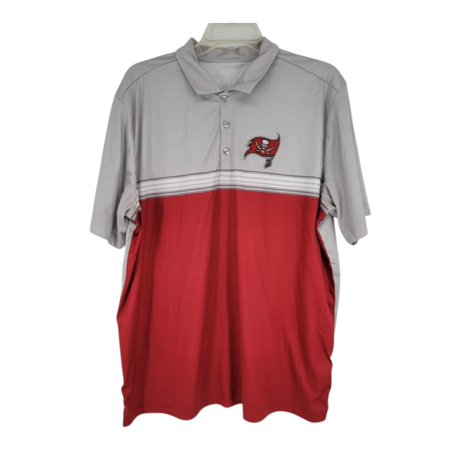 Antigua Tampa Bay Buccaneers Polo Shirt XL Gray Red NFL Golf Short Sleeve
