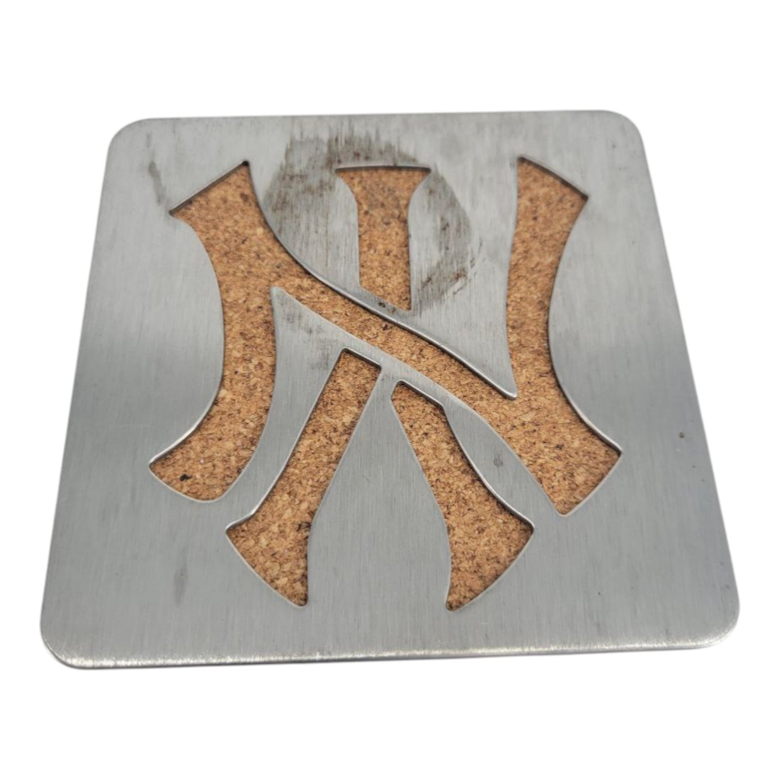 New York Yankees Coasters Set of 4 MLB Metal Cork Barware Drink Mats