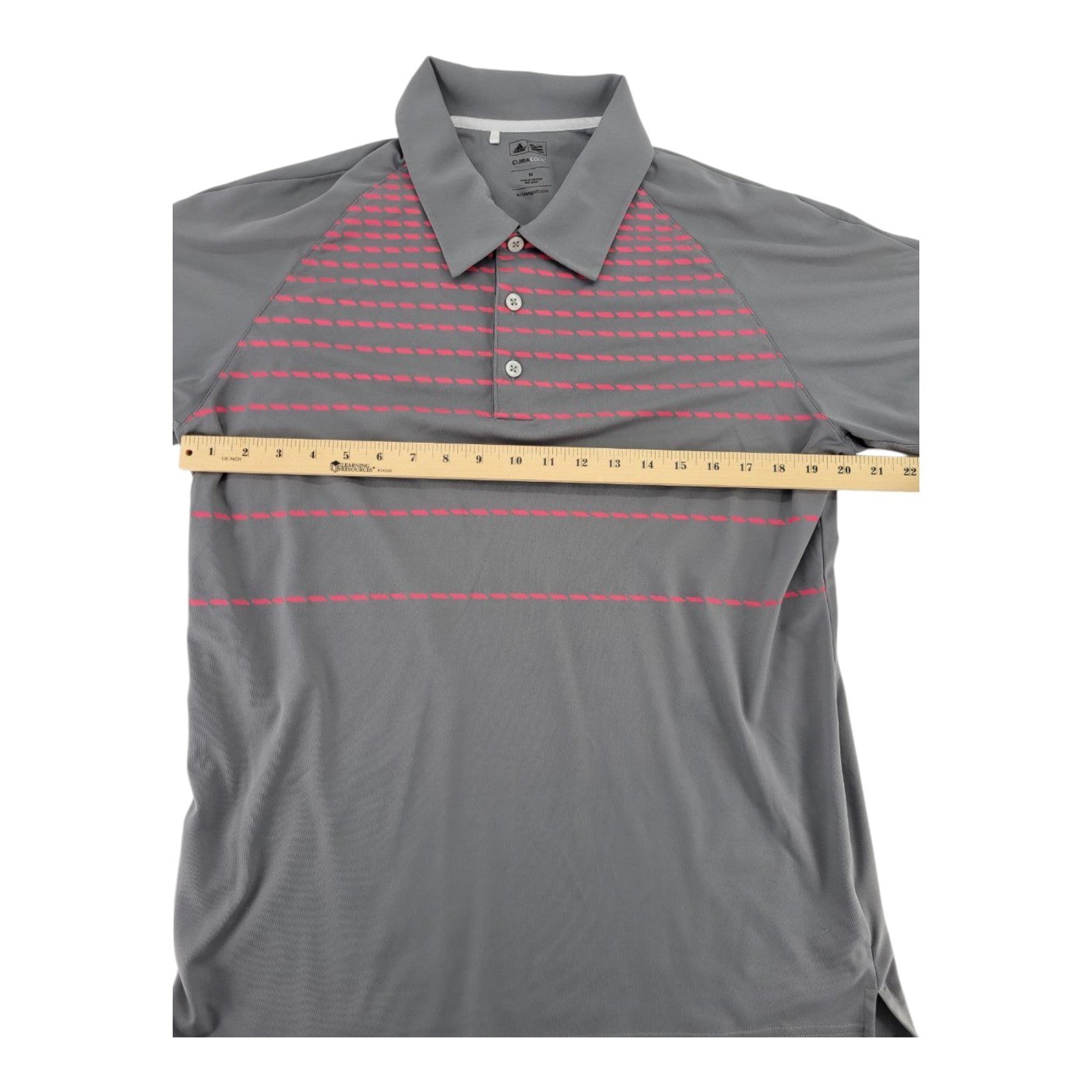 Adidas Golf ClimaCool Gray Pink Striped Short Sleeve Polo Shirt Mens Size M