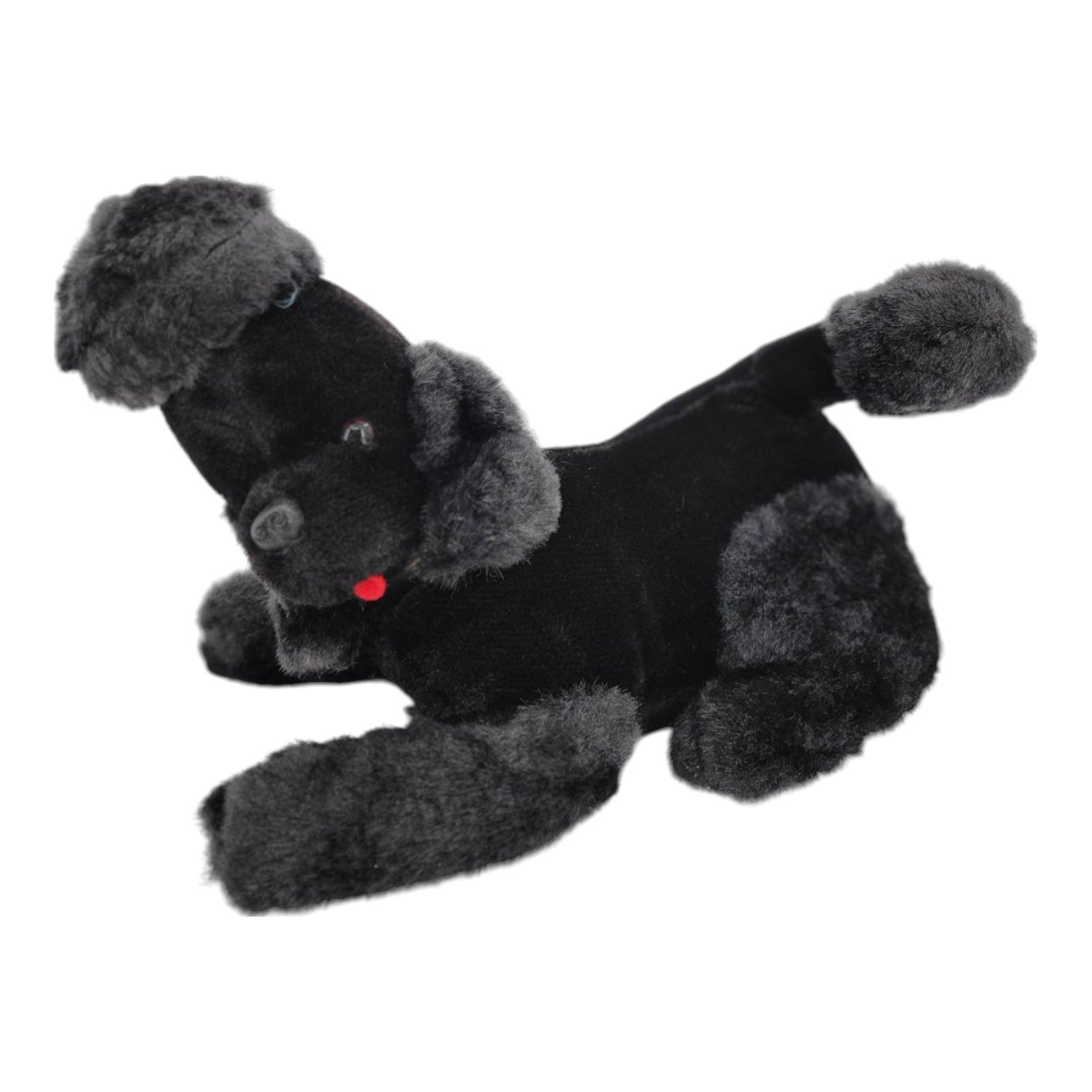 Vintage Black Plush Poodle Dog Stuffed Toy w/ Built-In Transistor Radio