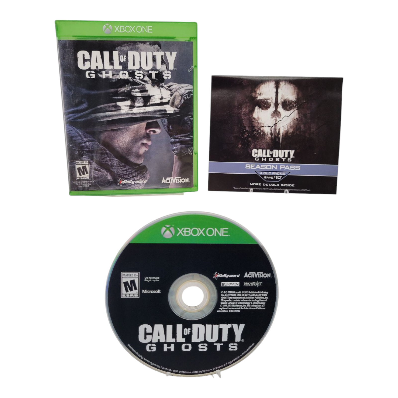 Activision Call of Duty Ghosts Xbox One 2013 Case Disc Season Pass Included