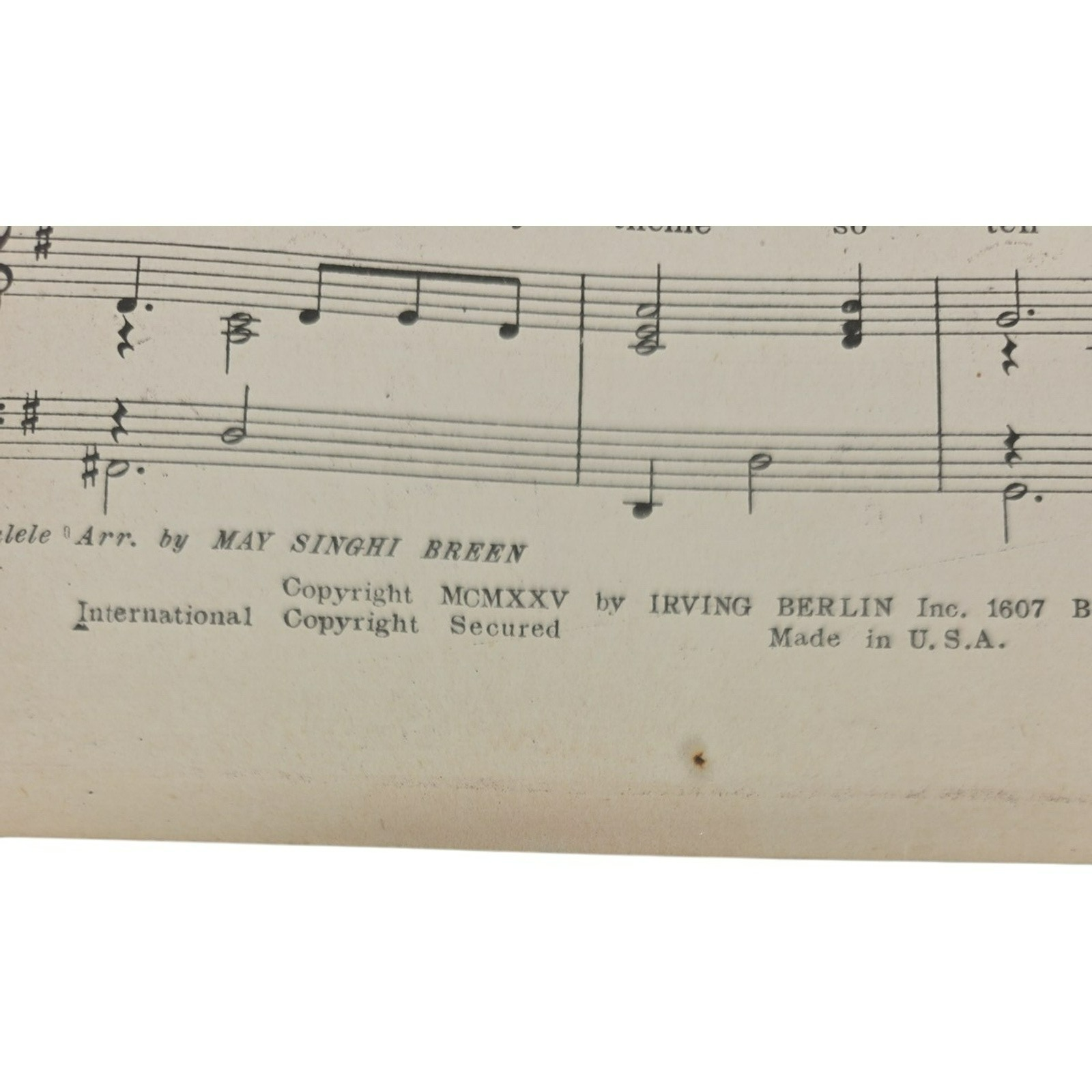Vintage Sheet Music 1925 in The Middle Of The Night by Billy Rose