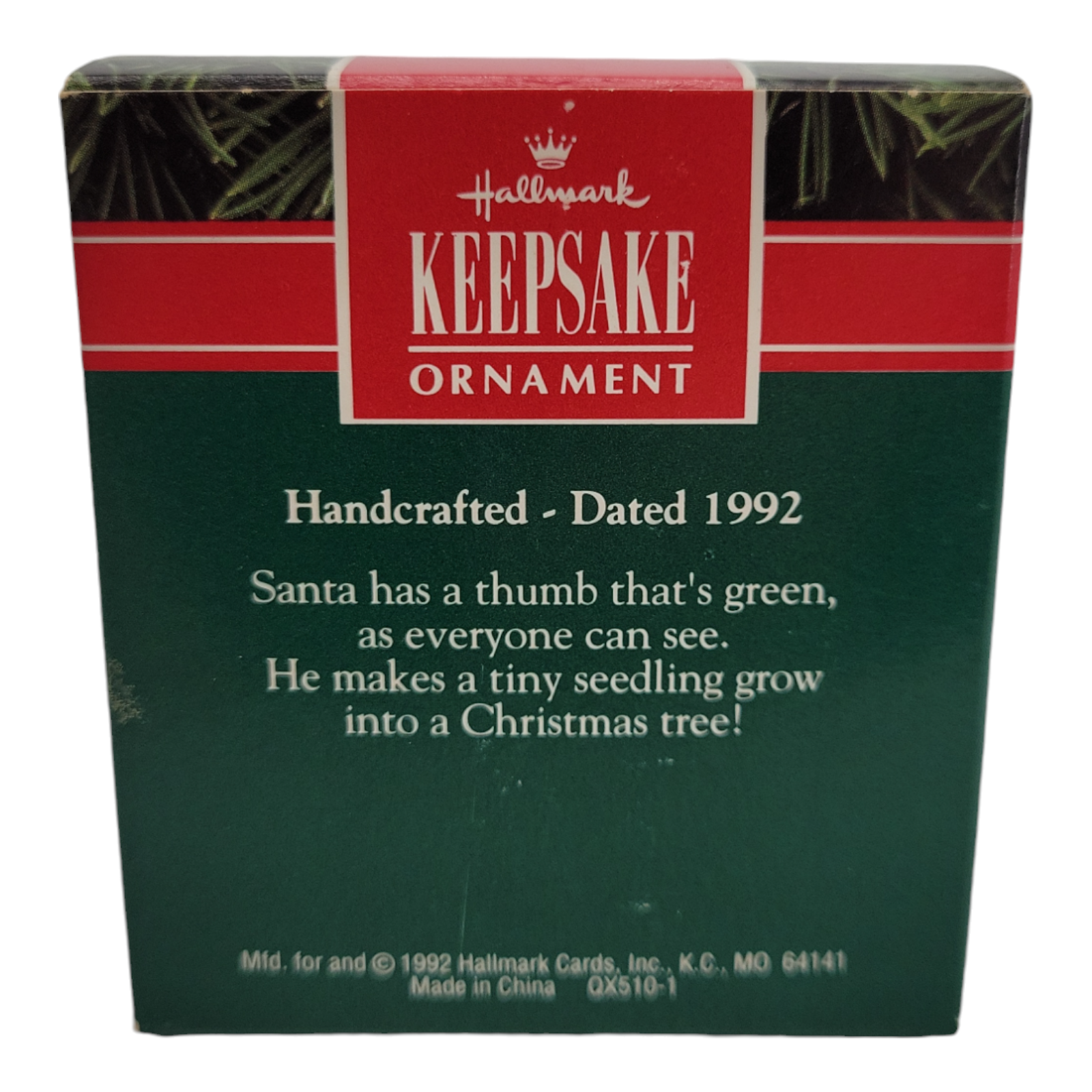 1992 Hallmark Keepsake Green Thumb Santa Ornament Collectible Holiday Decor