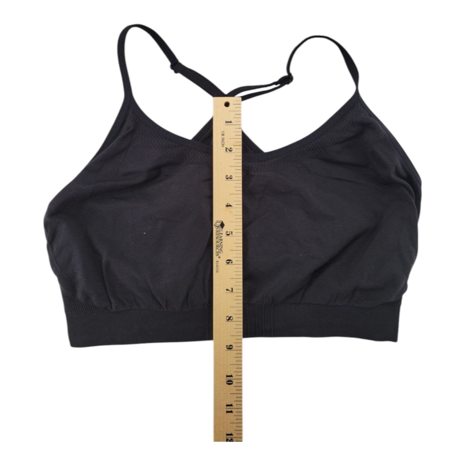 Aspire Women's Black Seamless Sports Bra Crossback Stretch Nylon Spandex XL
