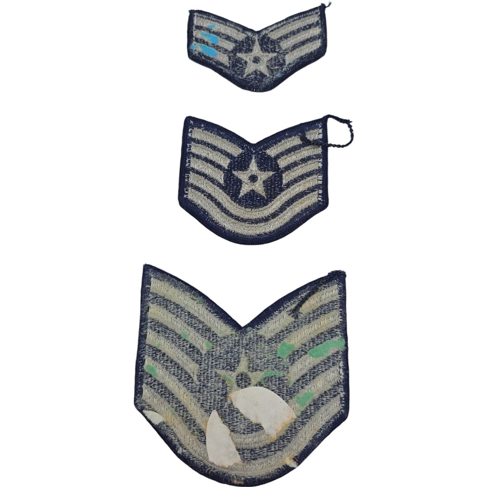 Vintage Circa 1980 US Air Force Rank Insignia Patches 3 And 4 Inch Lot of 3