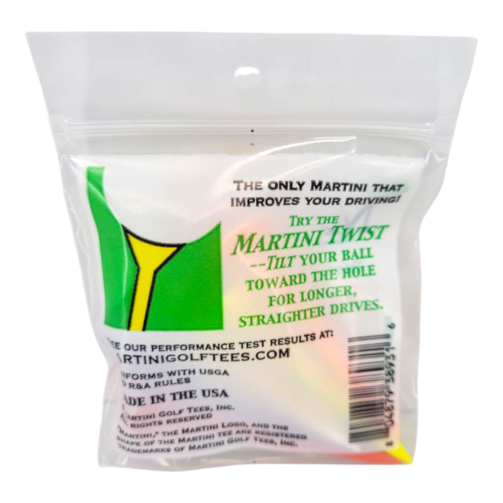 Martini Golf Tees 3 1/4" Longer Drives 5 Pack Multicolor