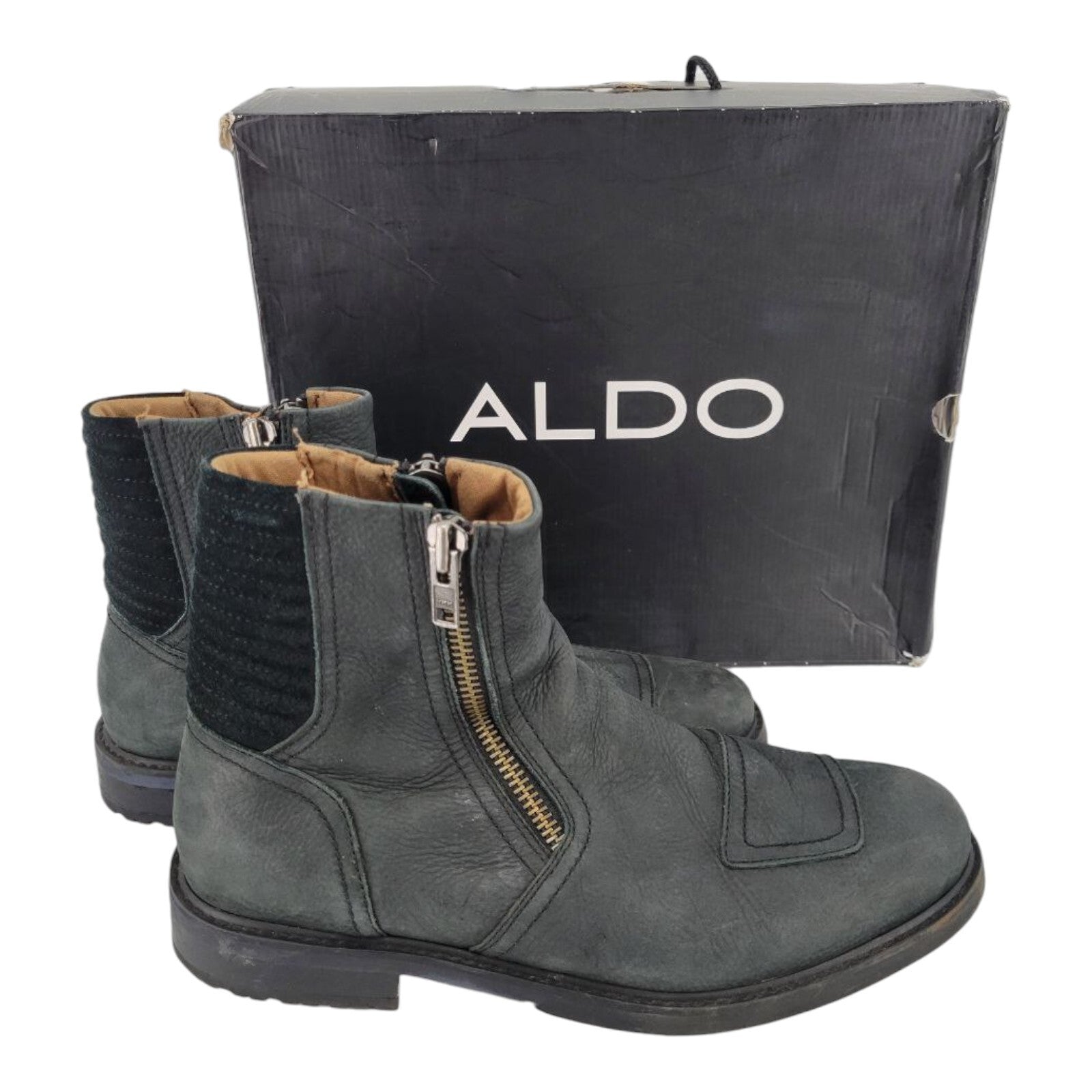 Aldo Cadoelia 97 Black Leather Ankle Boots Zipper Closure Mens Size 11