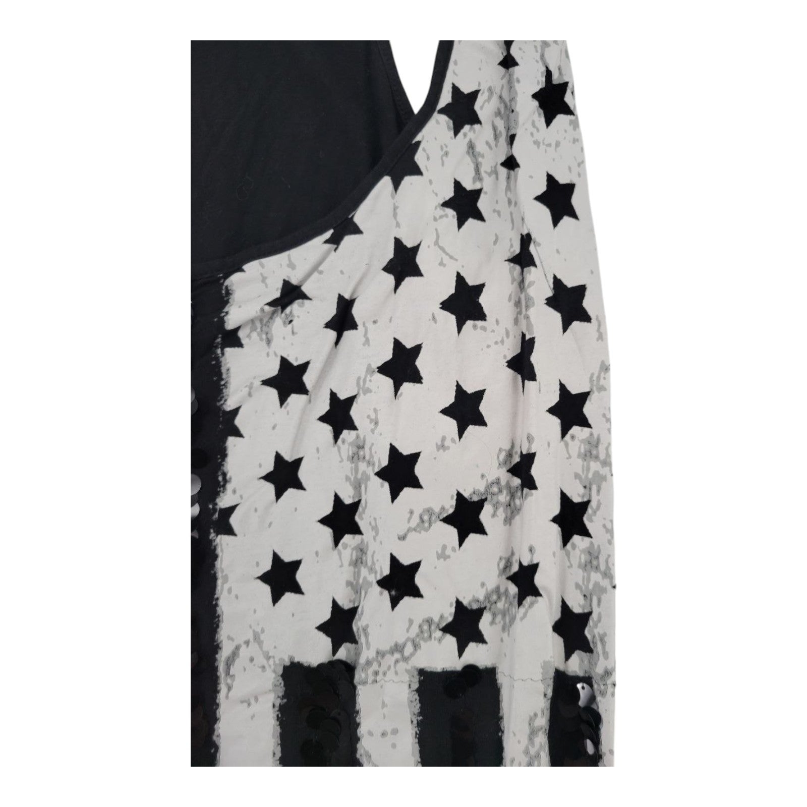 Rue 21 Womens American Flag Sequin Tank Top Racerback Stars Stripes Black XL